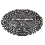 Men's Longhorn Plaque Belt Buckle Antique Nickel Finish