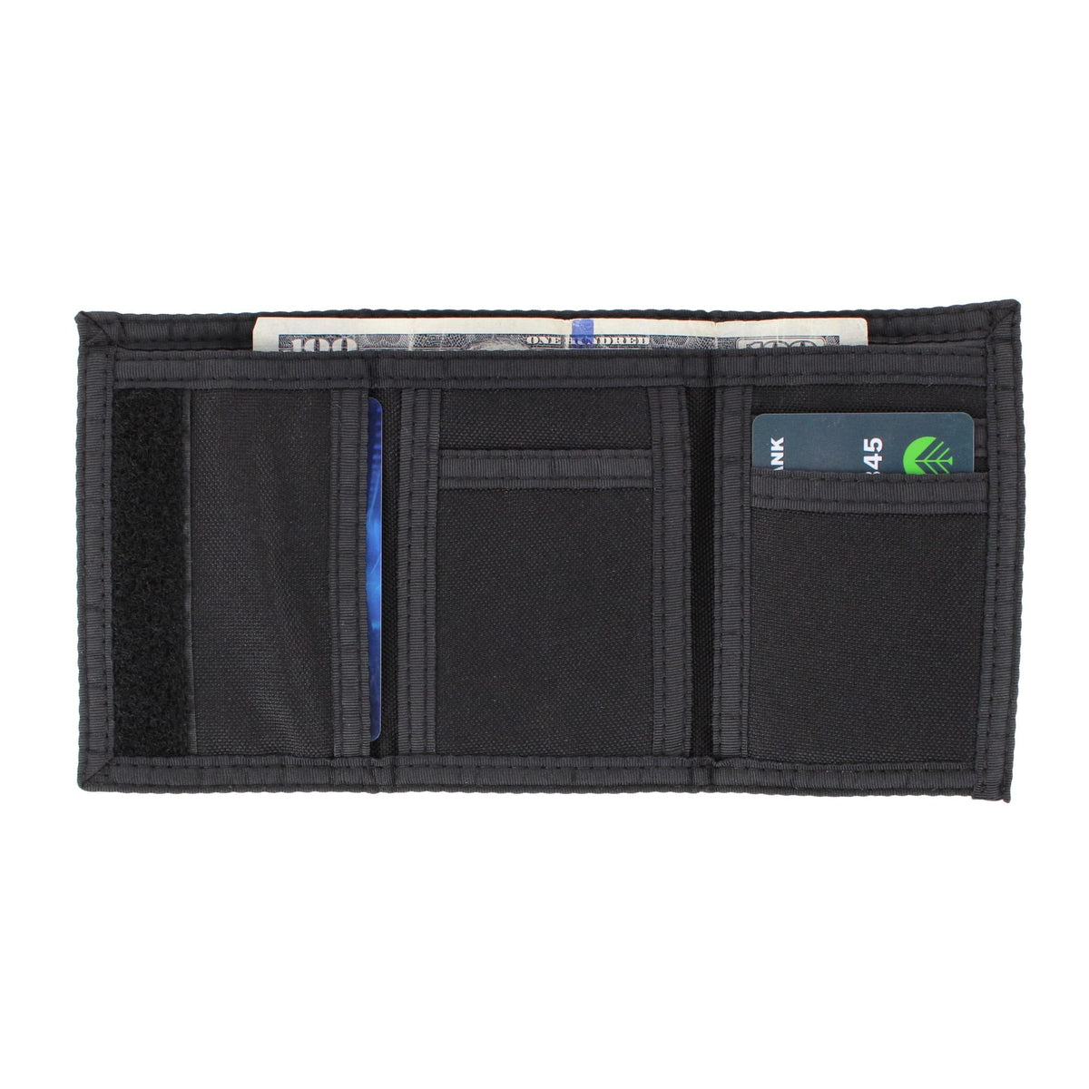 Fila Men's Sporty Trifold Wallet with Hook & Loop Closure - Black
