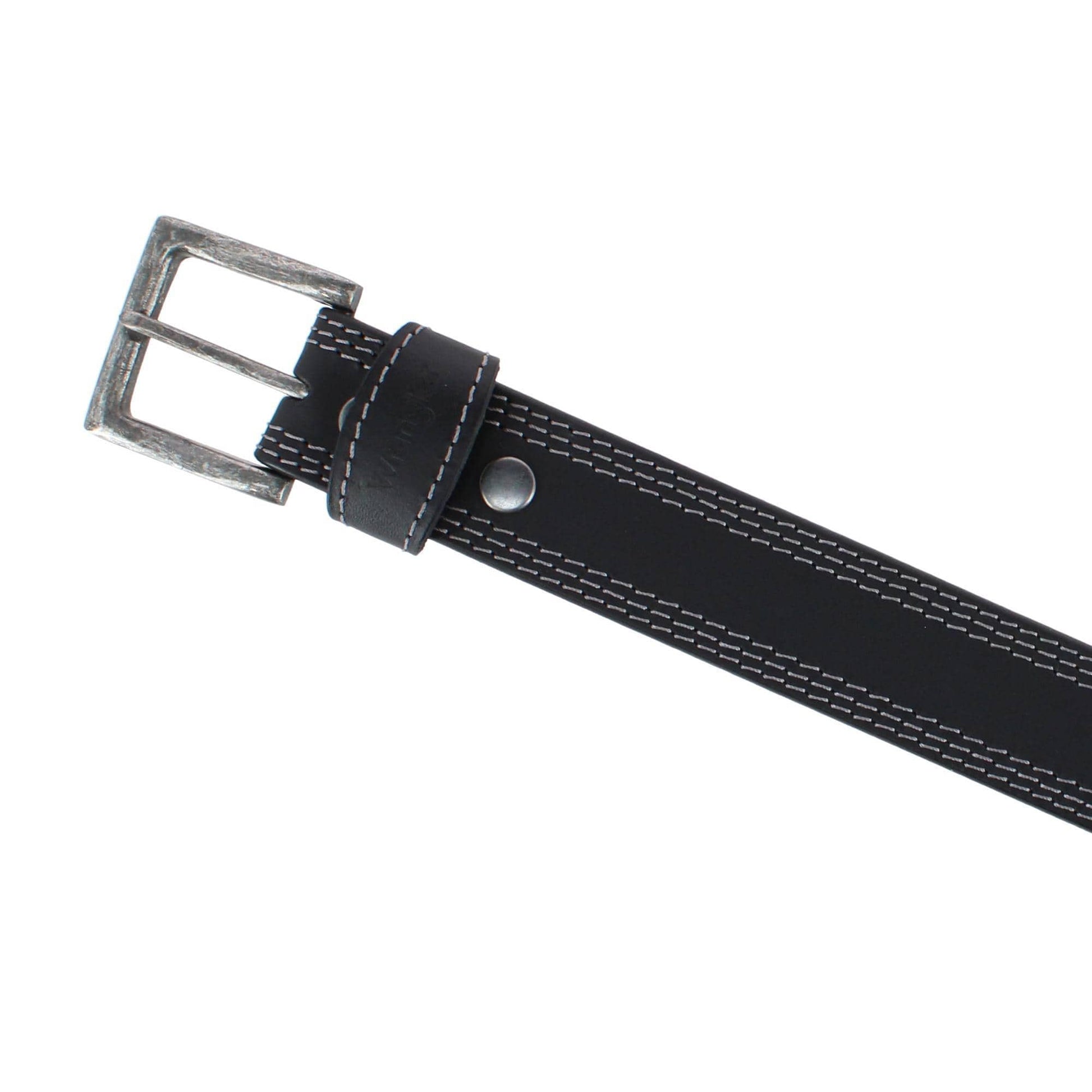 Wrangler Men's Crazy Horse Leather Belt with Removable Buckle - Black