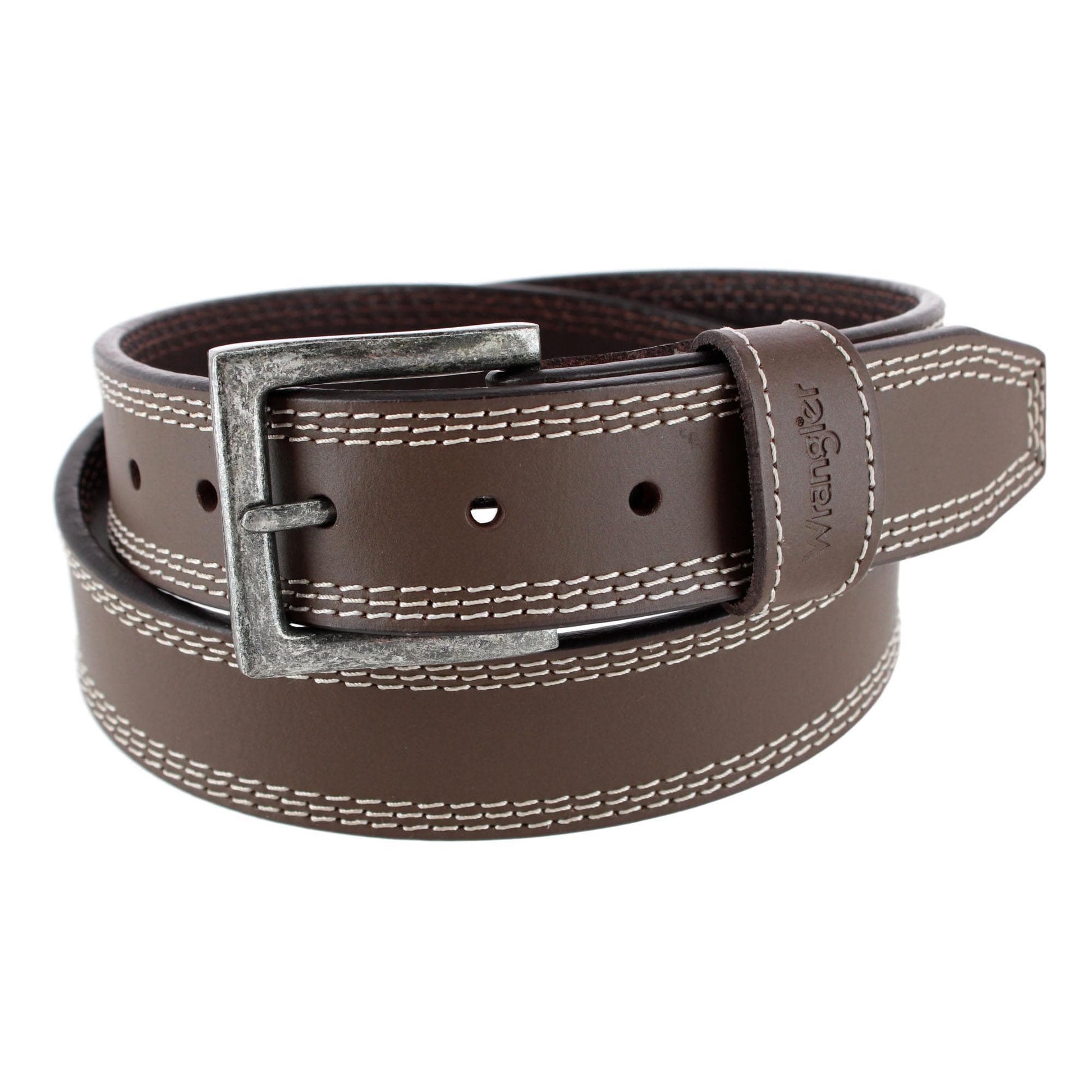 Wrangler Men's Crazy Horse Leather Belt with Removable Buckle