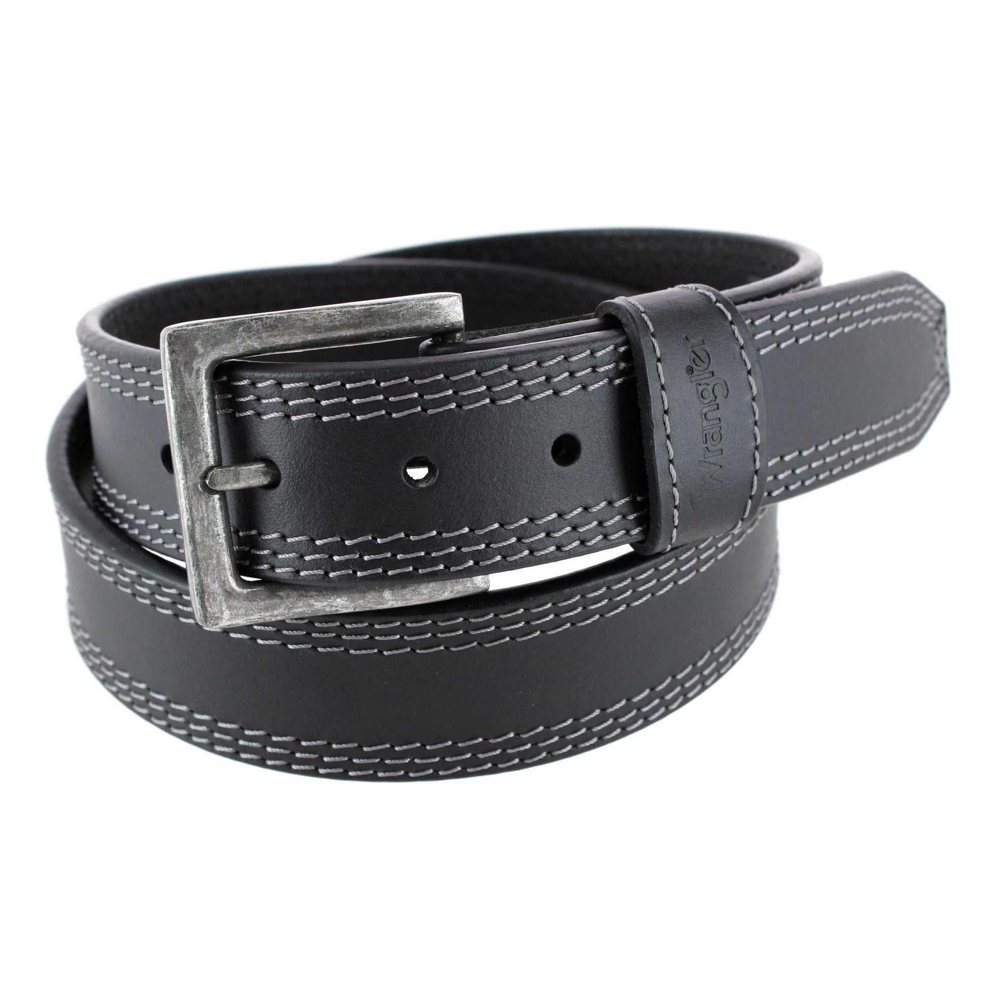 Wrangler Men's Crazy Horse Leather Belt with Removable Buckle - Men's Crazy Horse Leather Belt with Removable Buckle
