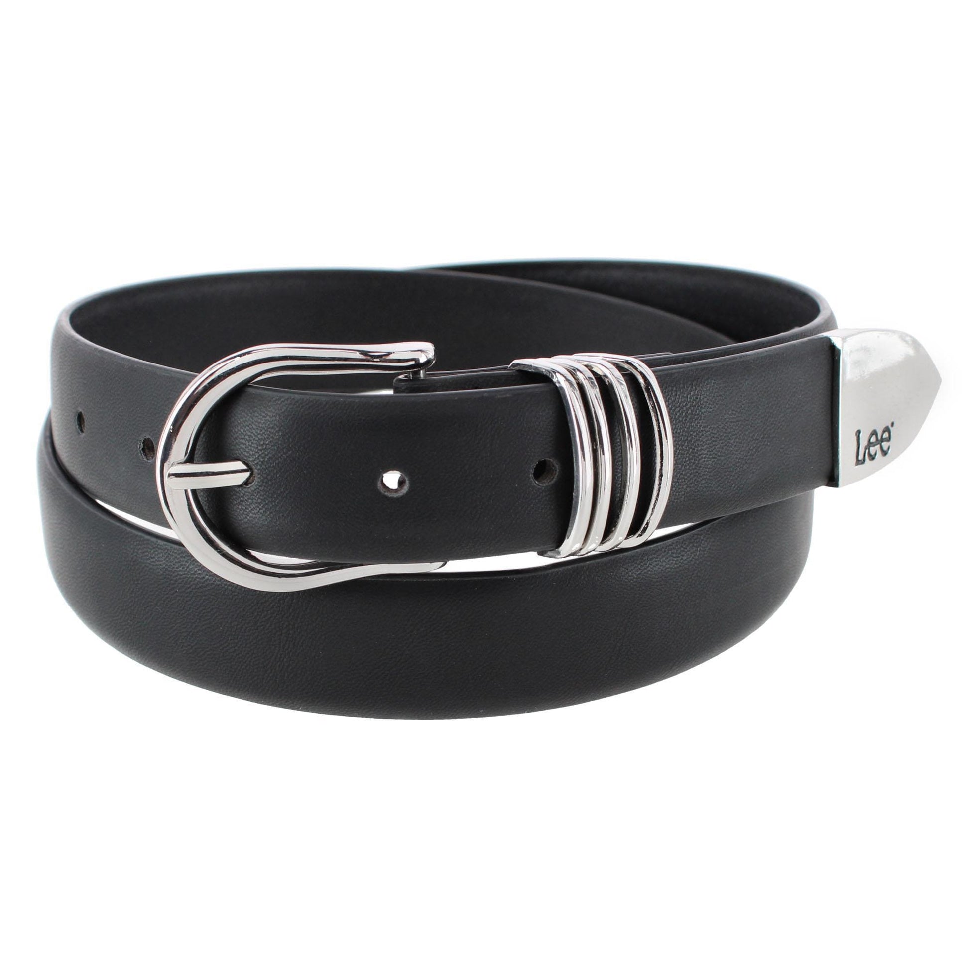 Lee Women's 28mm Leather Belt with Metal Tip and Keeper - Black
