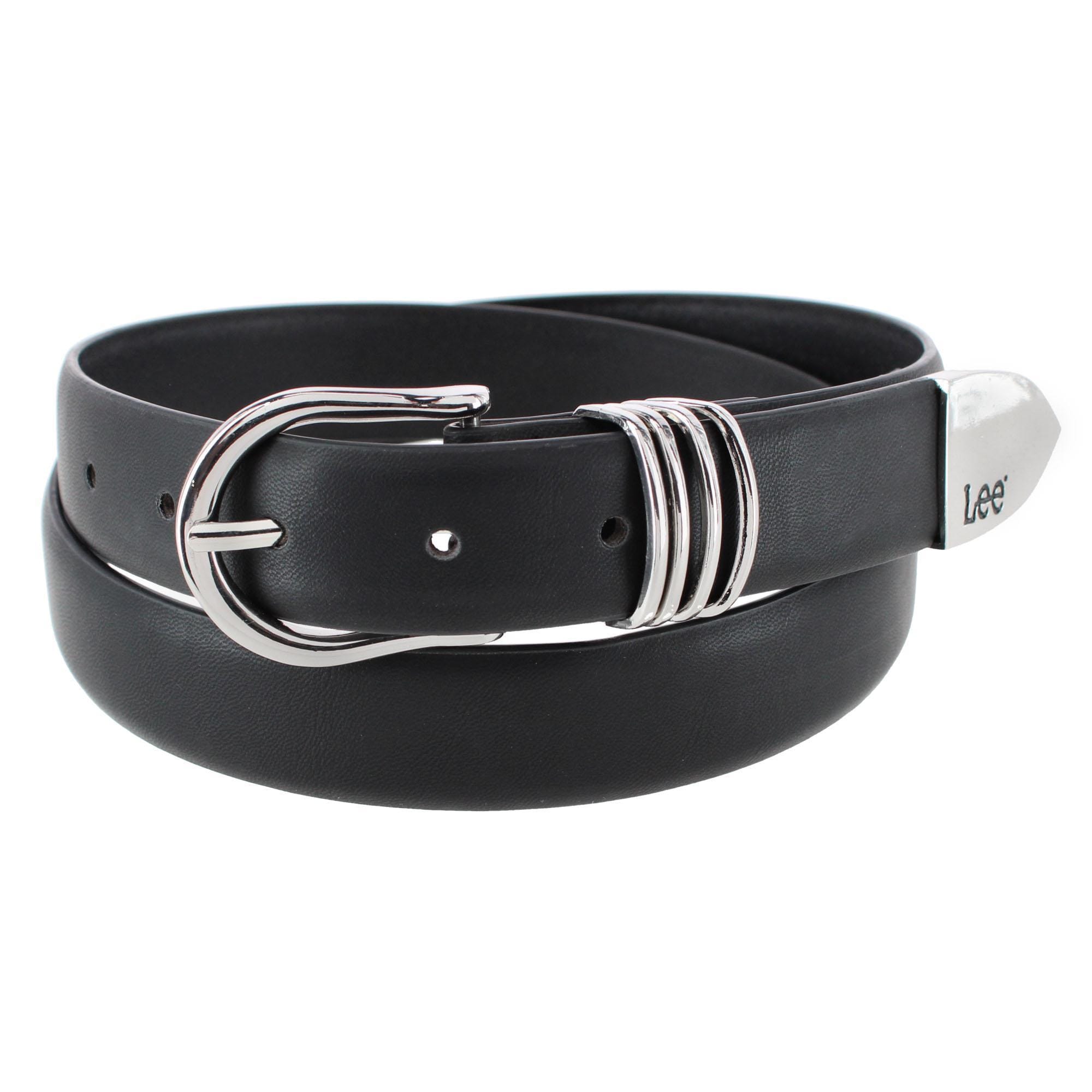 Lee Women's 28mm Leather Belt with Metal Tip and Keeper - Black