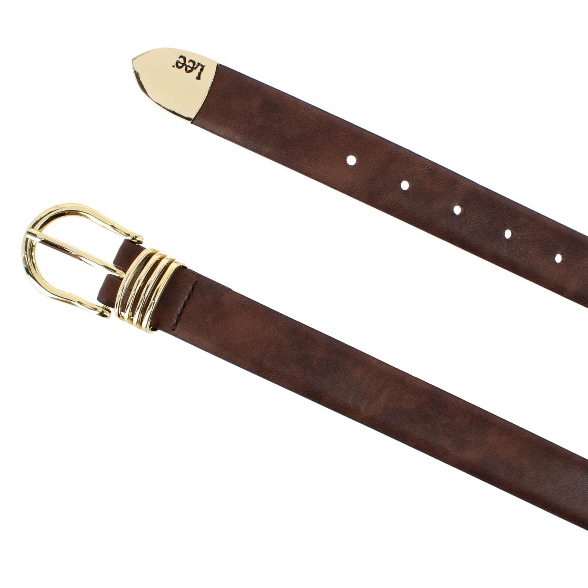 Lee Women's 28mm Leather Belt with Metal Tip and Keeper - Brown