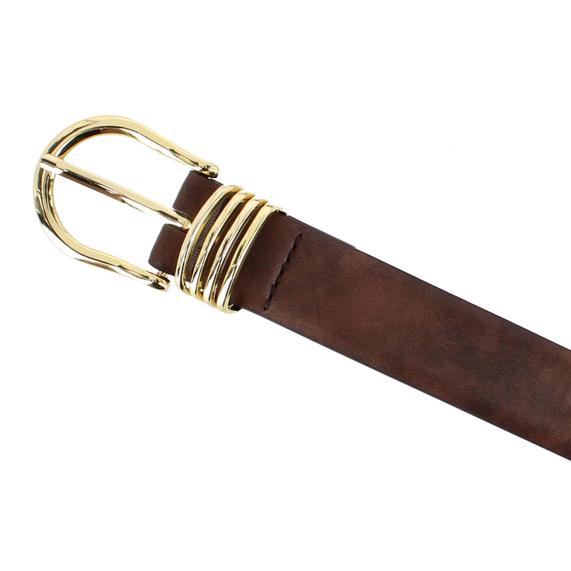 Lee Women's 28mm Leather Belt with Metal Tip and Keeper - Brown