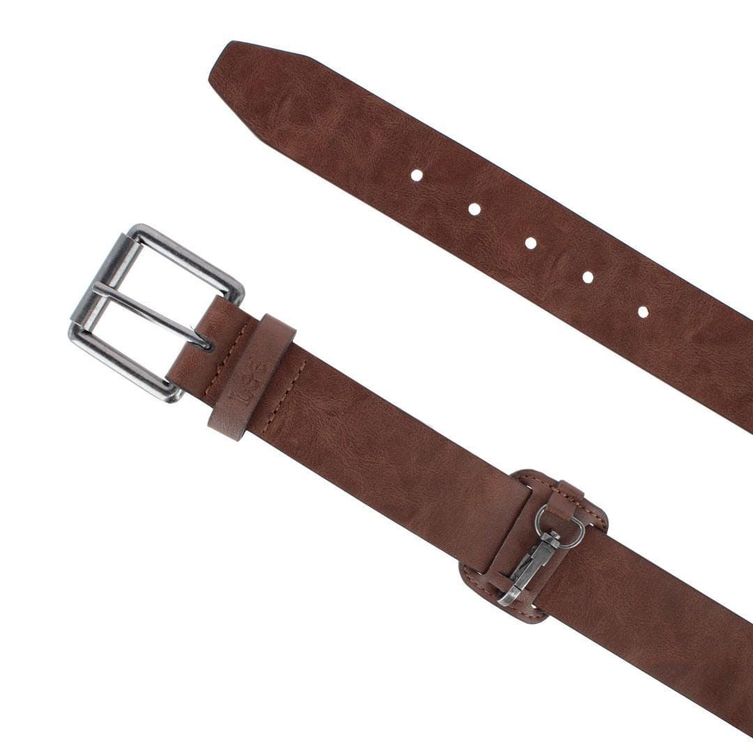 Lee Men's 38mm Jean Belt with Key Clip - Brown