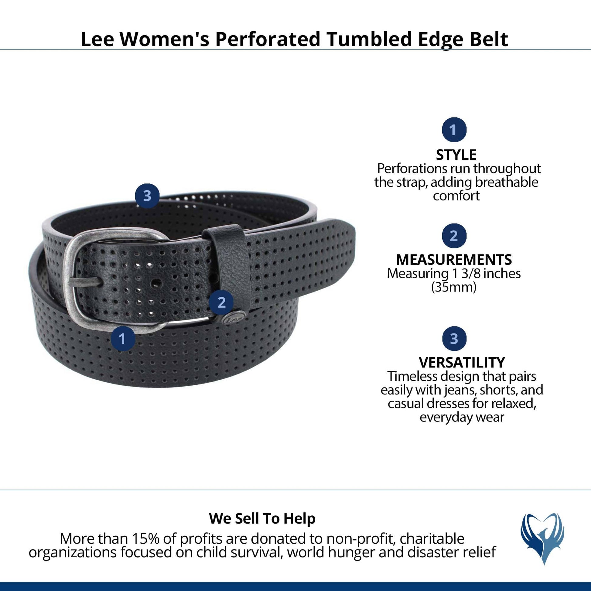 Lee Women's Perforated Tumbled Edge Belt - Black