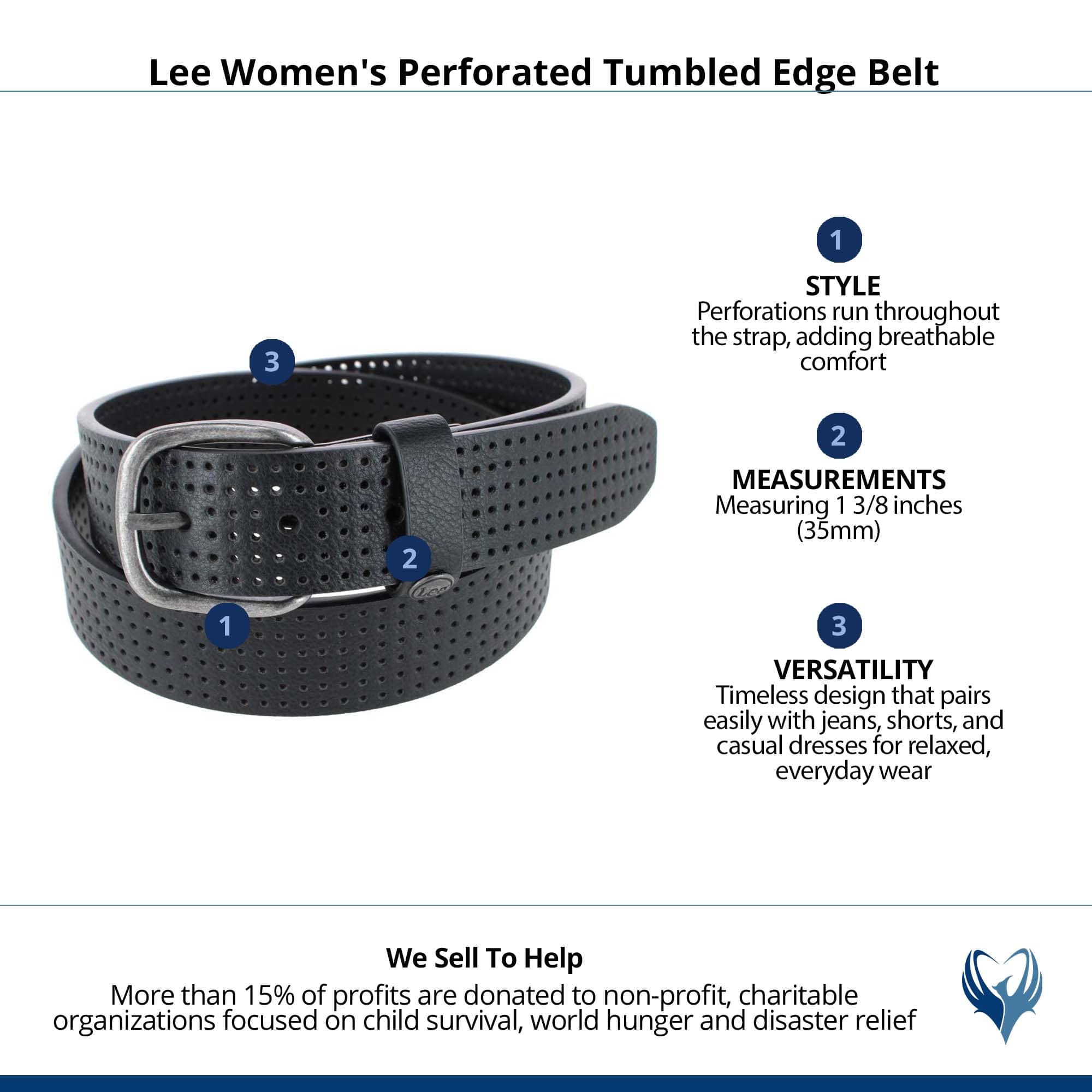 Lee Women's Perforated Tumbled Edge Belt - Black