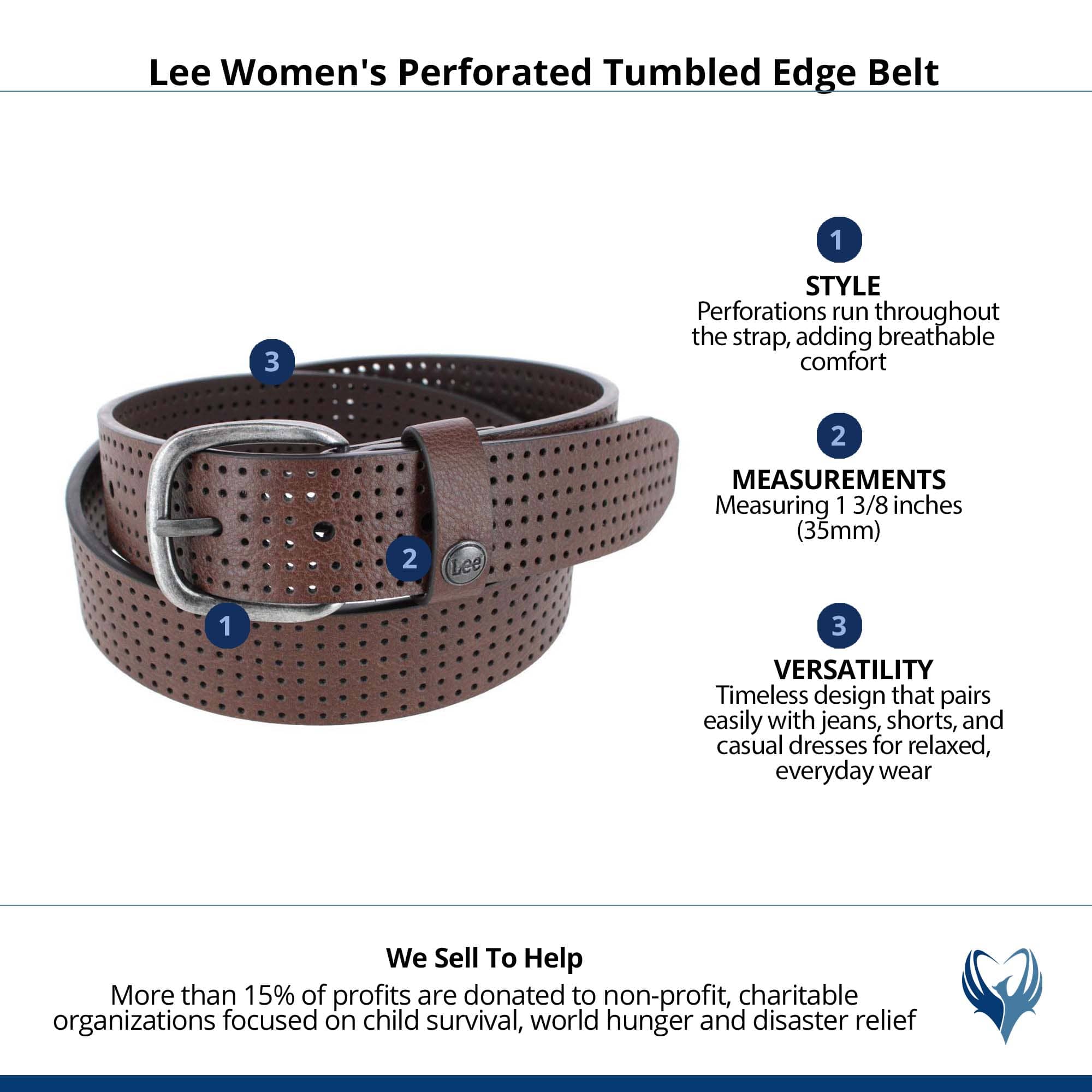 Lee Women's Perforated Tumbled Edge Belt - Brown