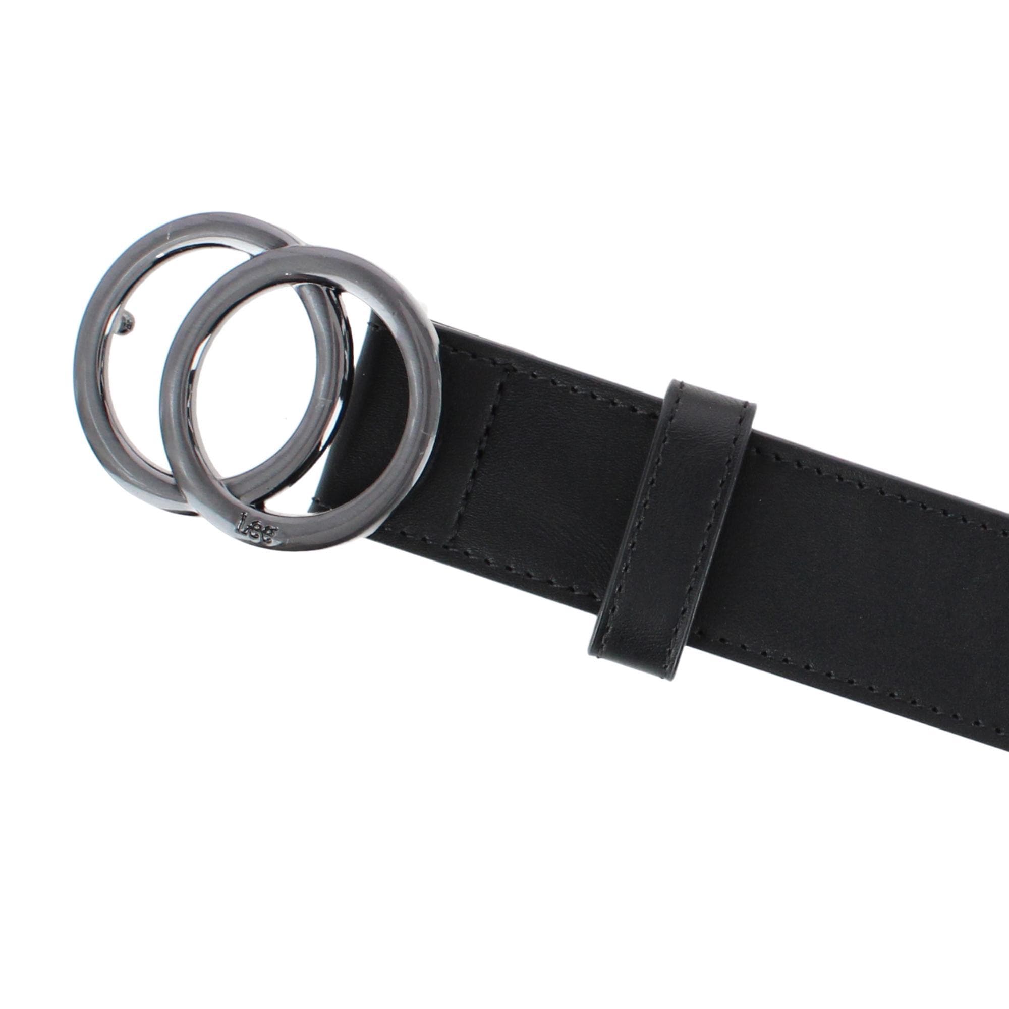 Lee Women's Double Ring Synthetic Leather Dress Belt - Black