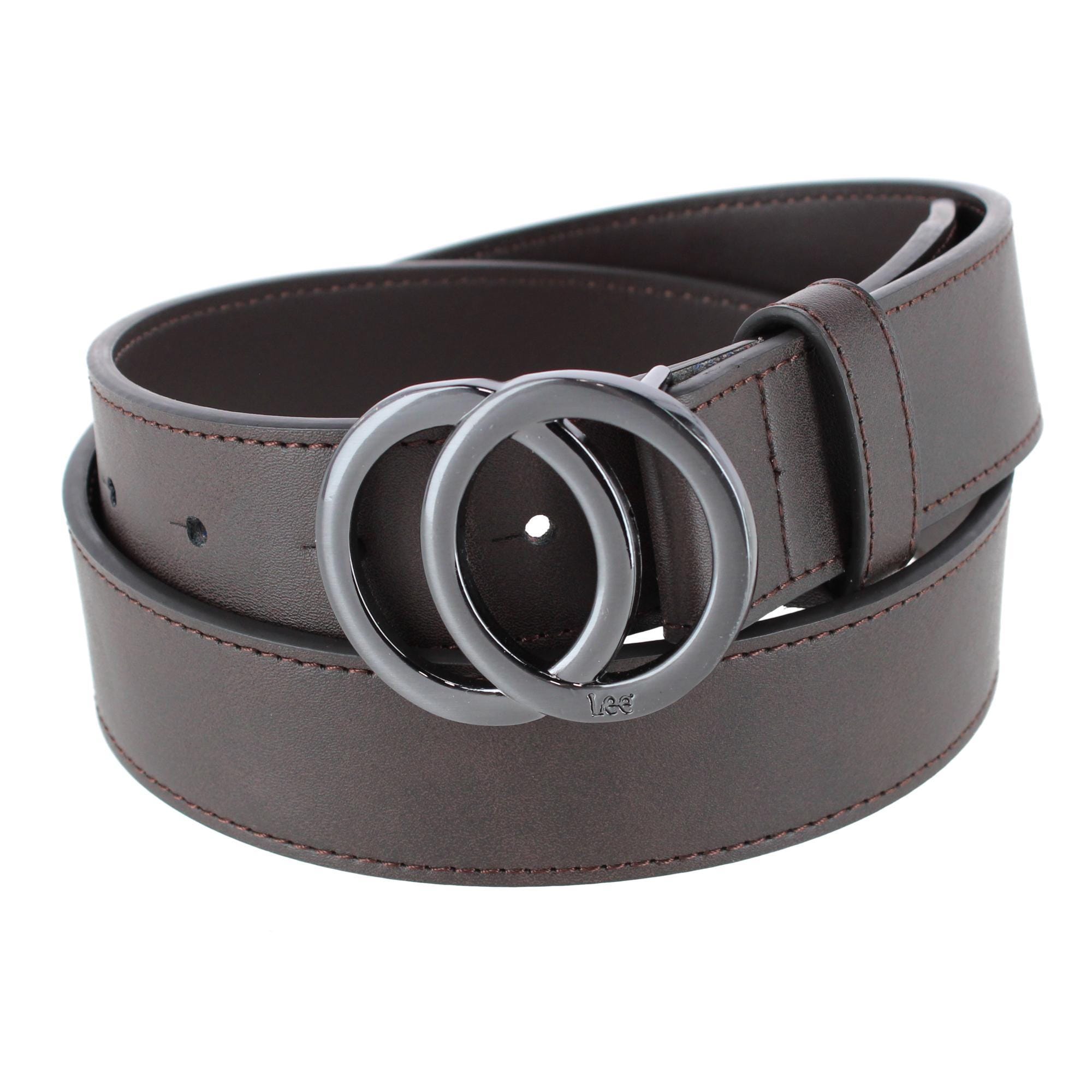 Lee Women's Double Ring Synthetic Leather Dress Belt - Brown