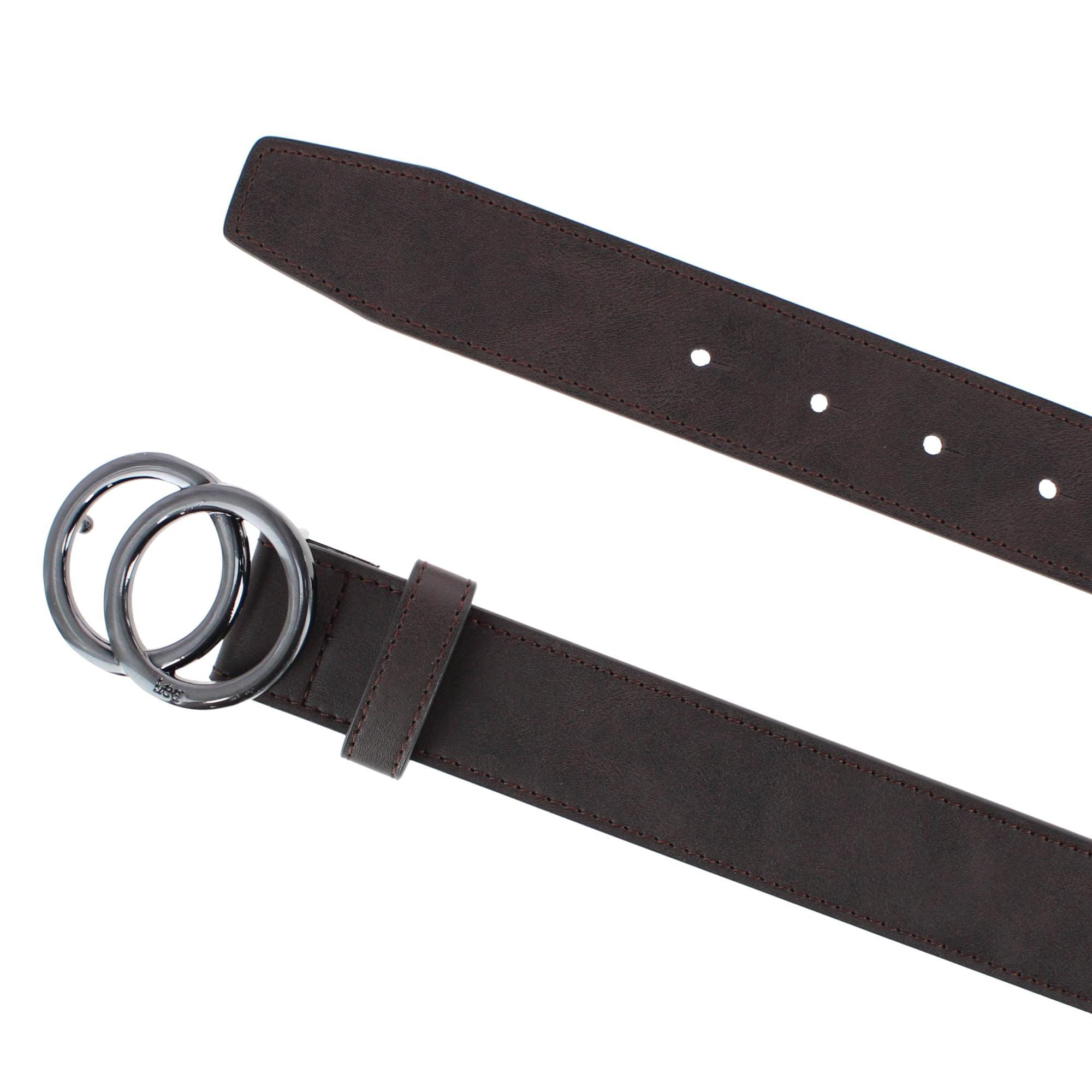 Lee Women's Double Ring Synthetic Leather Dress Belt - Brown