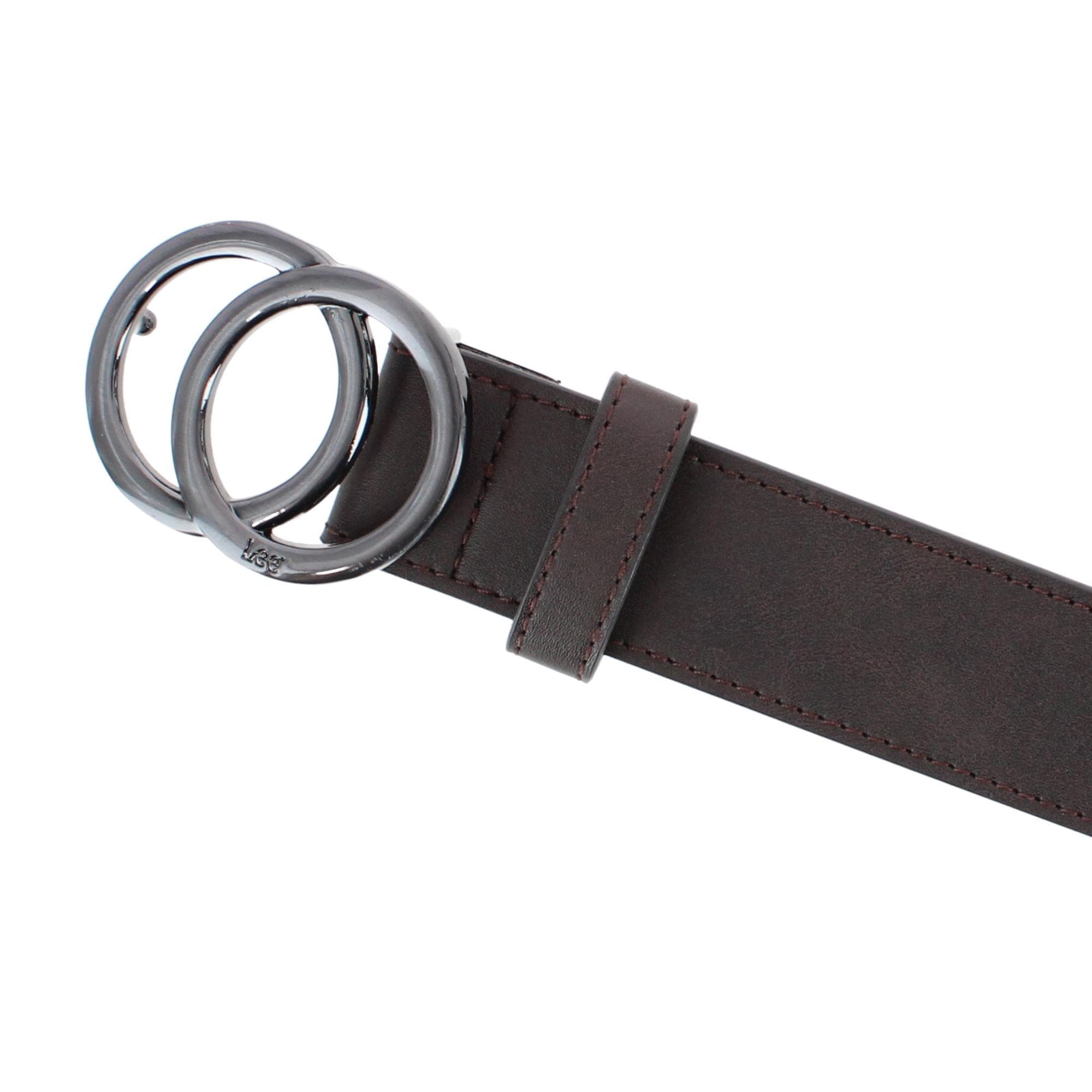 Lee Women's Double Ring Synthetic Leather Dress Belt - Brown