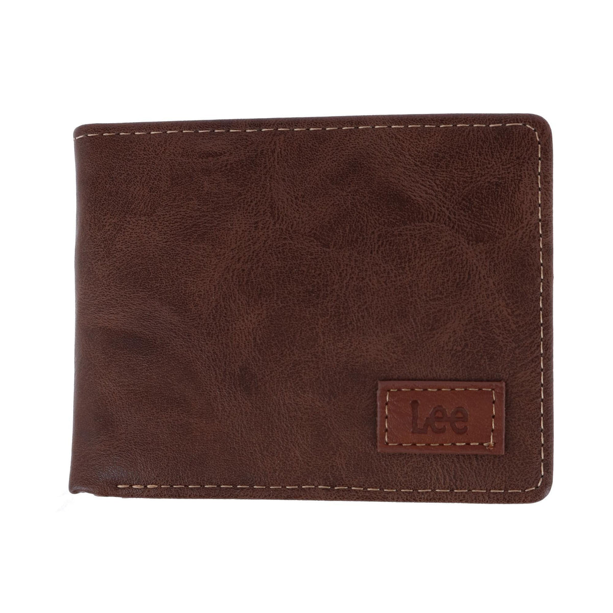 Lee Men's Tumbled Faux Leather Bifold Wallet - Brown