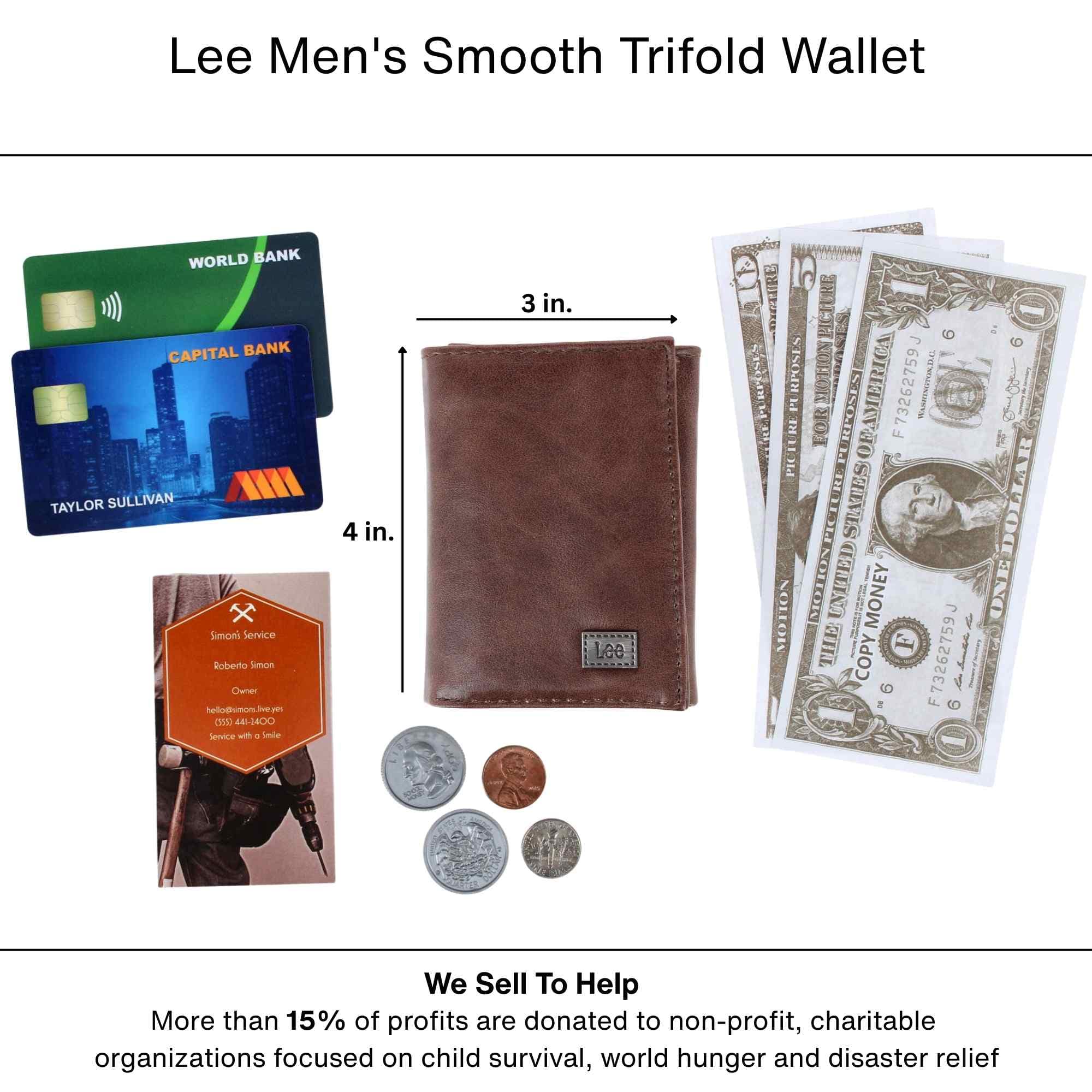 Lee Men's Smooth Trifold Wallet - Brown