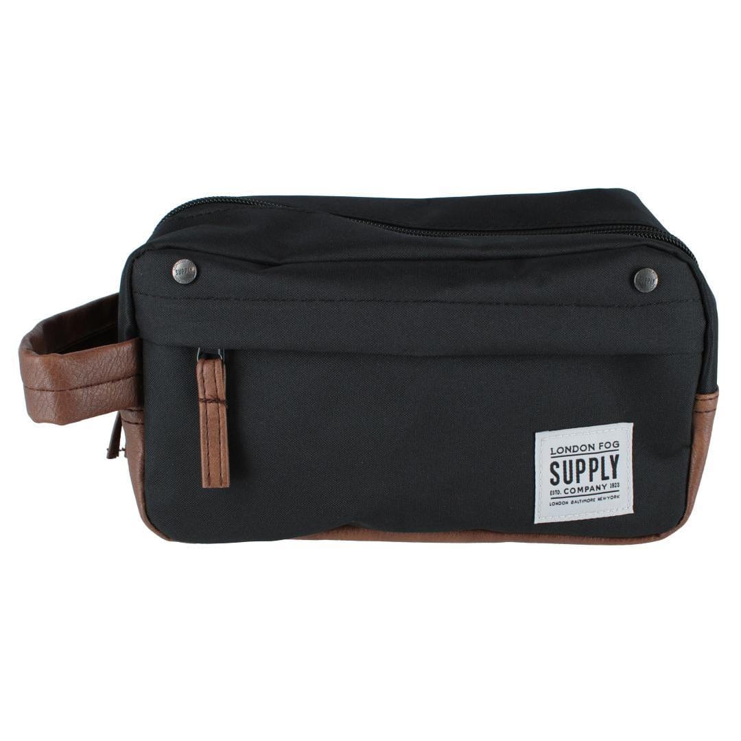 London Fog Men's Accessory Case Travel Kit with Carrying Handle - Black
