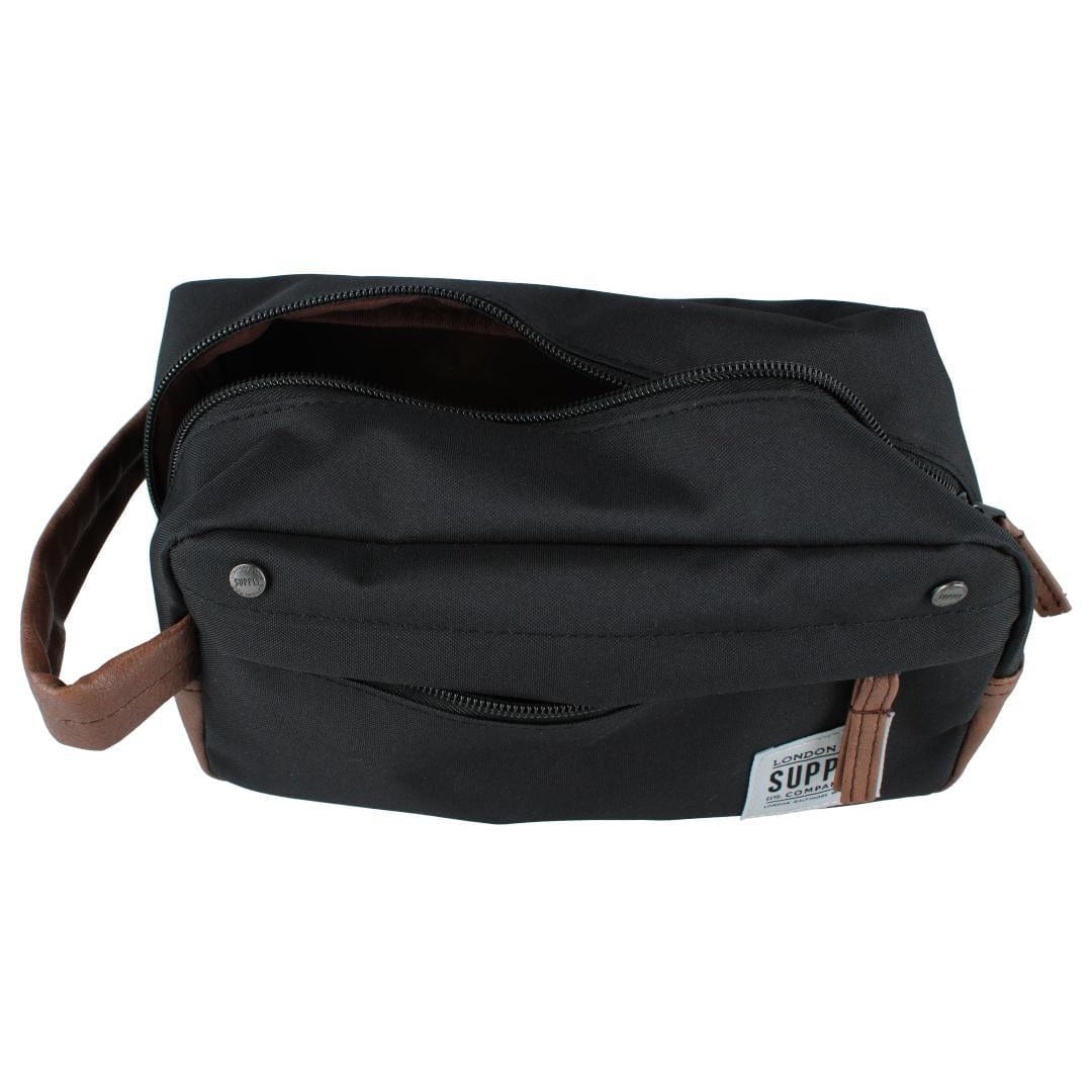 London Fog Men's Accessory Case Travel Kit with Carrying Handle - Black