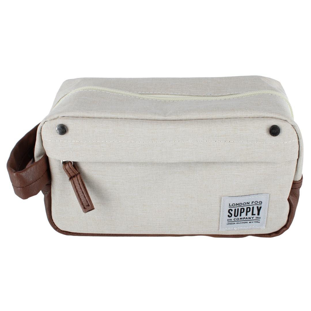 London Fog Men's Accessory Case Travel Kit with Carrying Handle - Stone