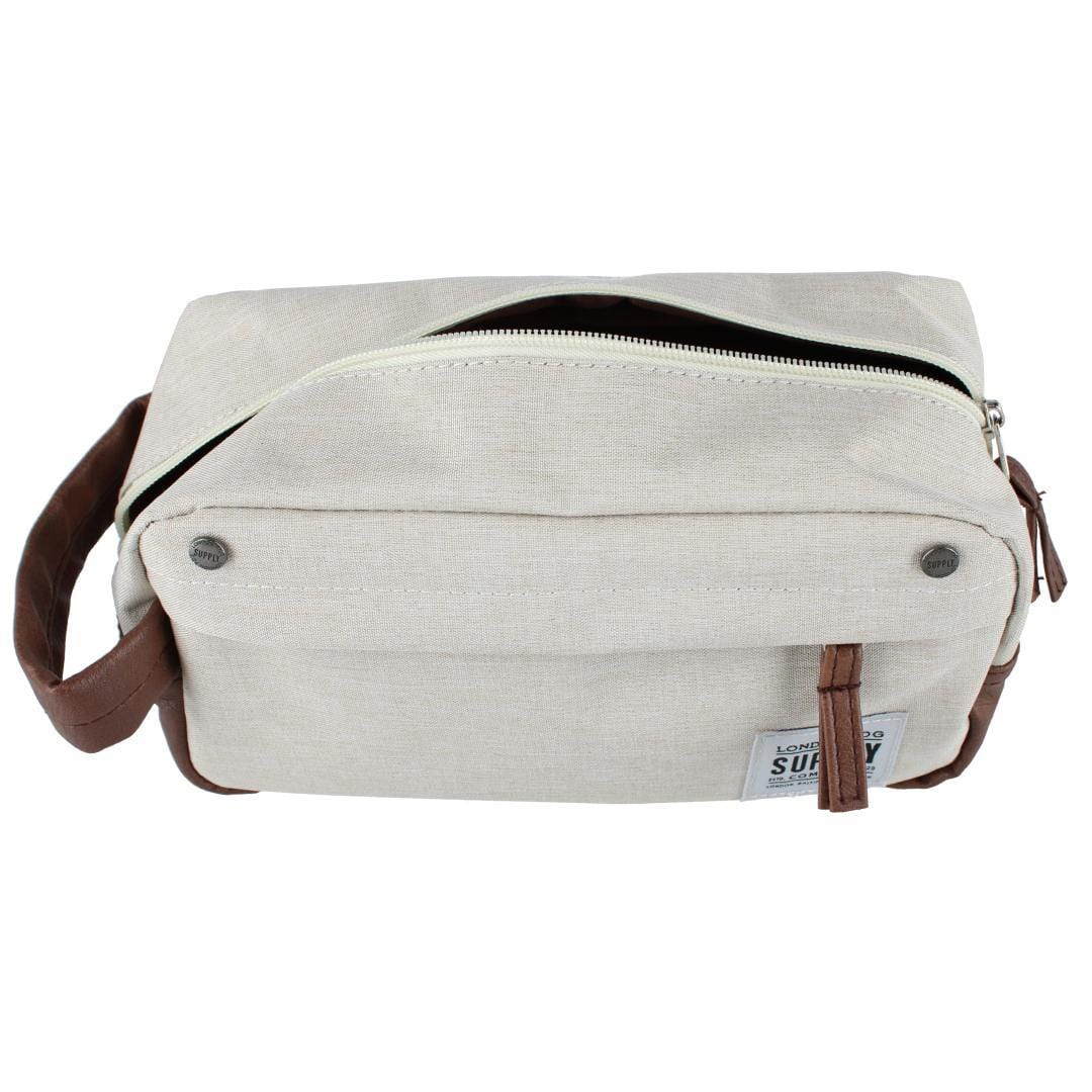 London Fog Men's Accessory Case Travel Kit with Carrying Handle - Stone