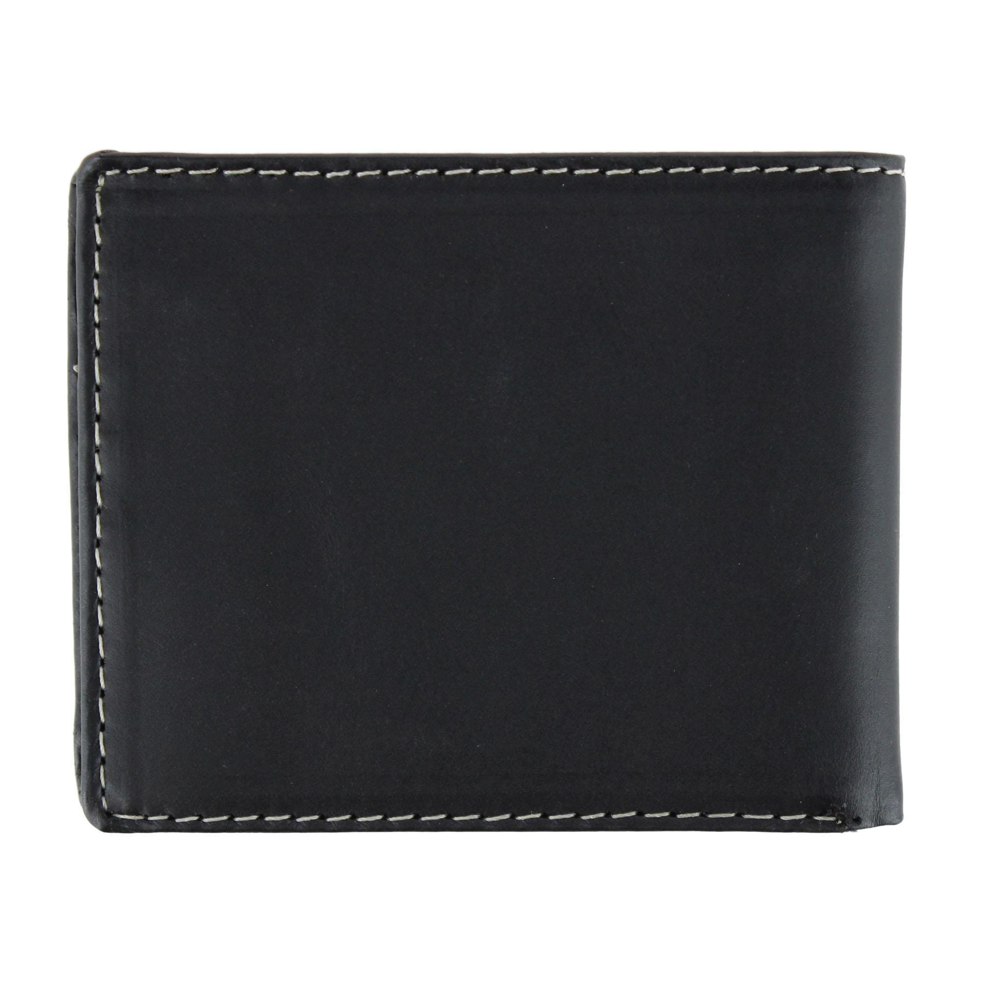 Wrangler Men's Leather Bifold Wallet with Tracker Tag Pocket - Black