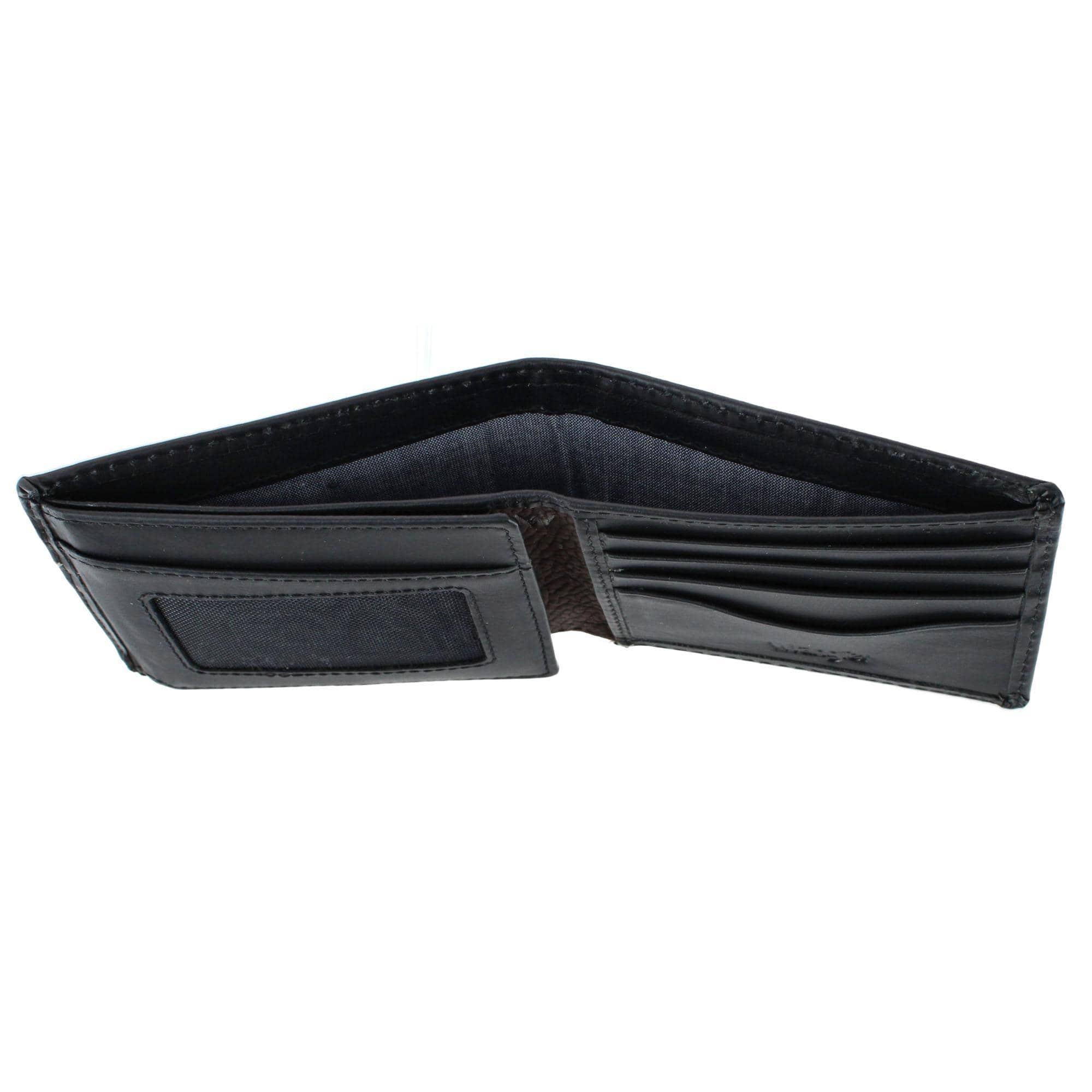 Wrangler Men's Leather Bifold Wallet with Tracker Tag Pocket - Black