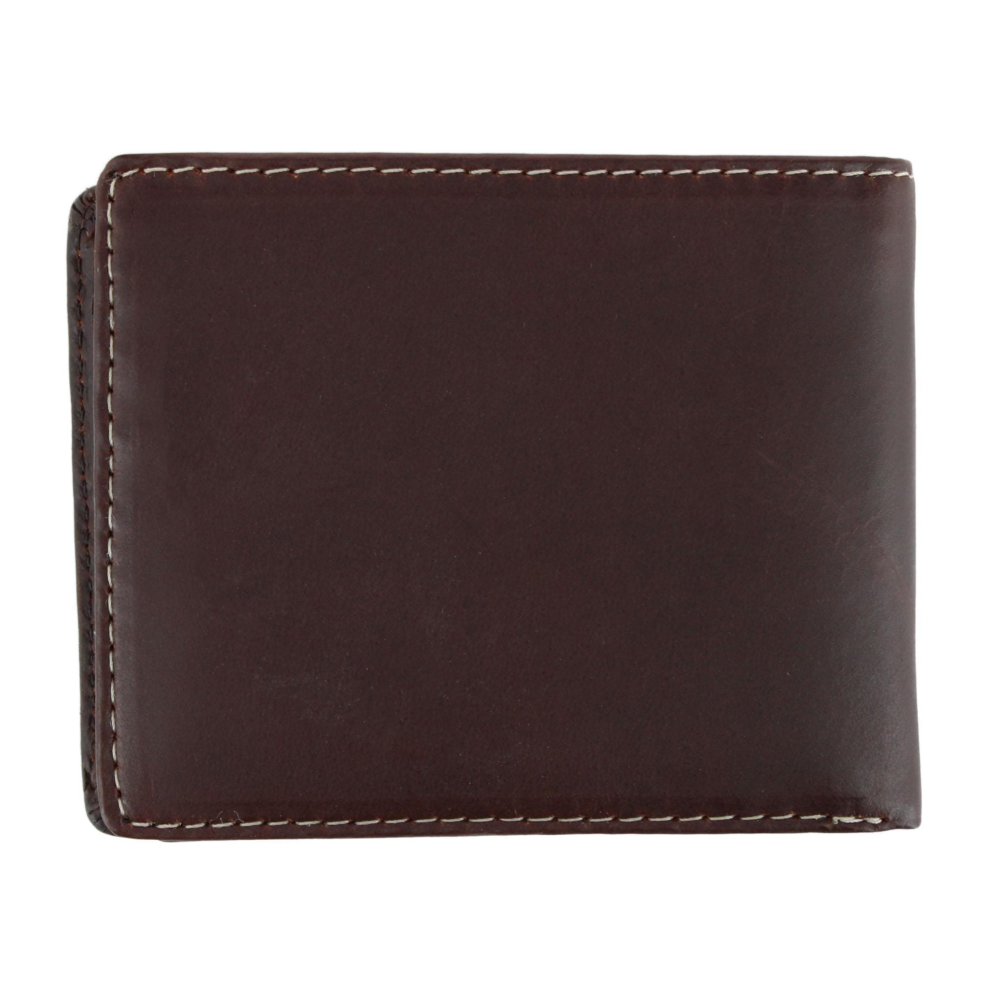 Wrangler Men's Leather Bifold Wallet with Tracker Tag Pocket - Brown