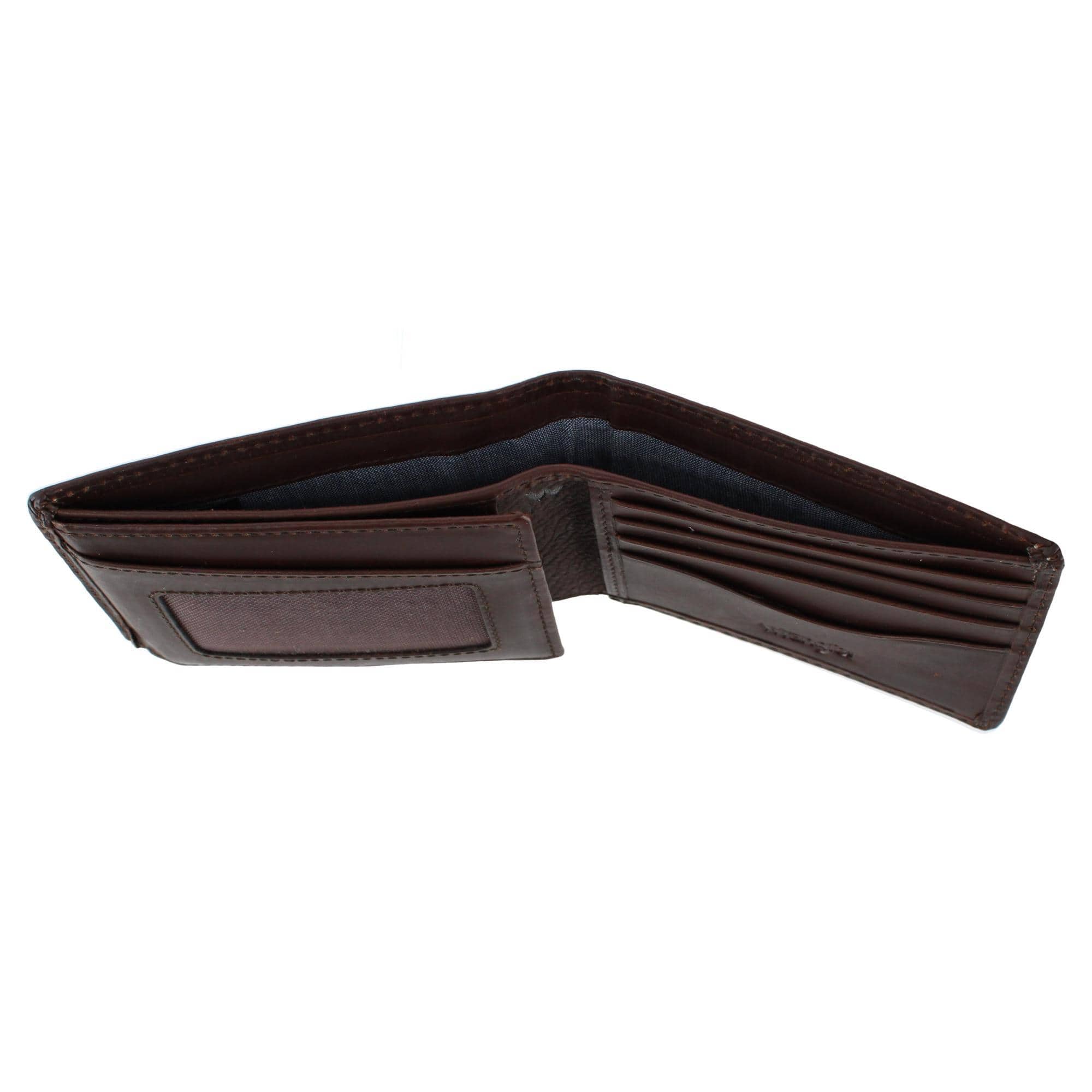 Wrangler Men's Leather Bifold Wallet with Tracker Tag Pocket - Brown