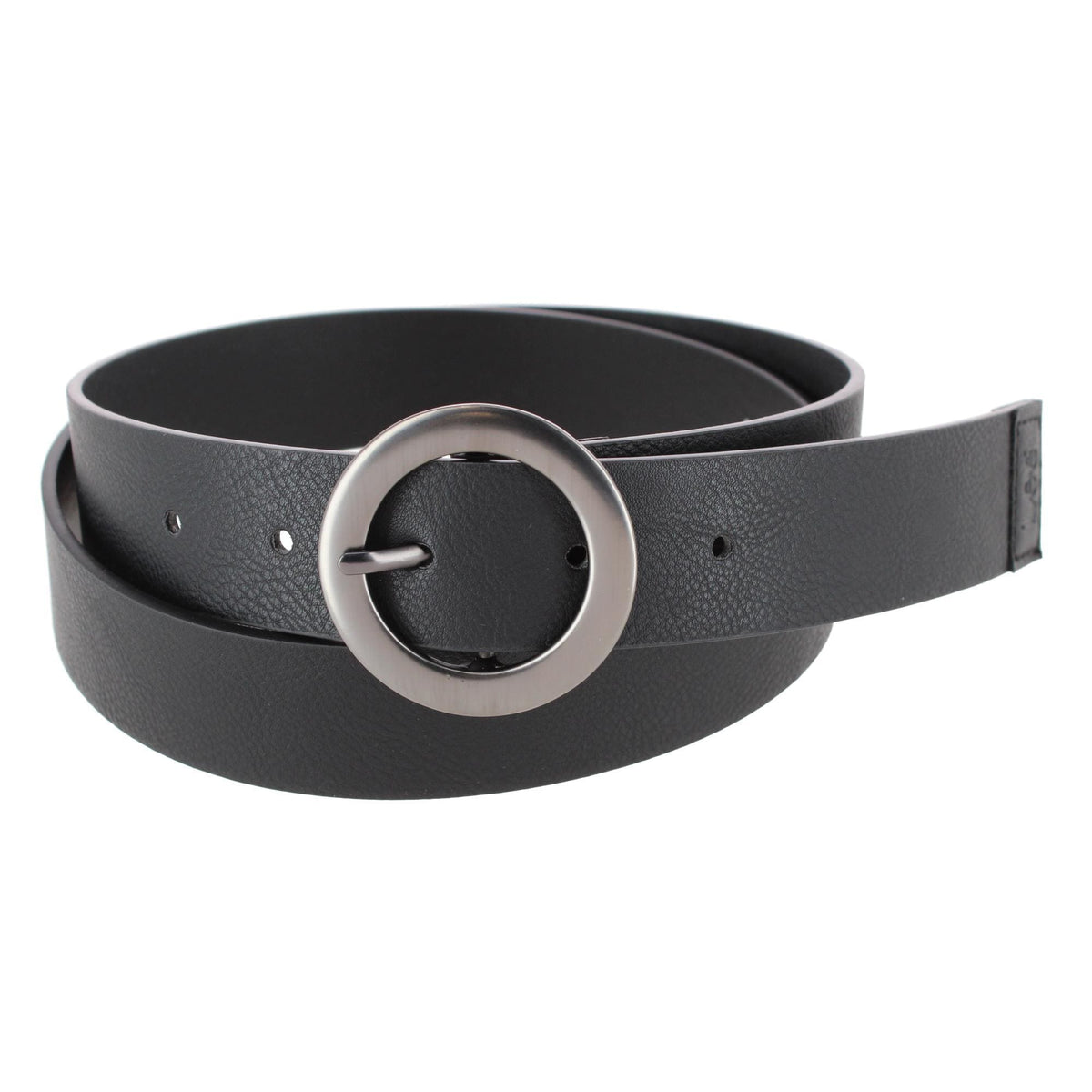 Lee Women's 35mm Round Prong Buckle Synthetic Leather Belt Black and Brown - Black