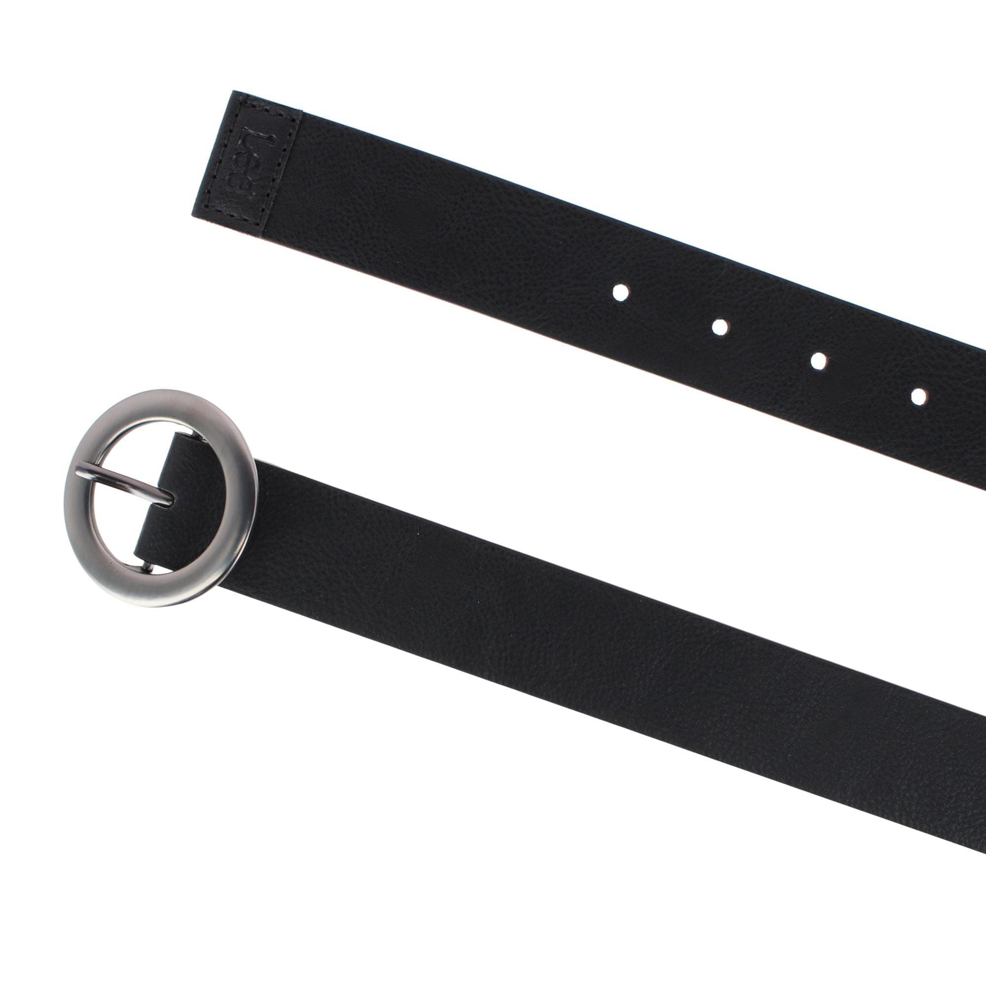 Lee Women's 35mm Round Prong Buckle Synthetic Leather Belt Black and Brown - Black