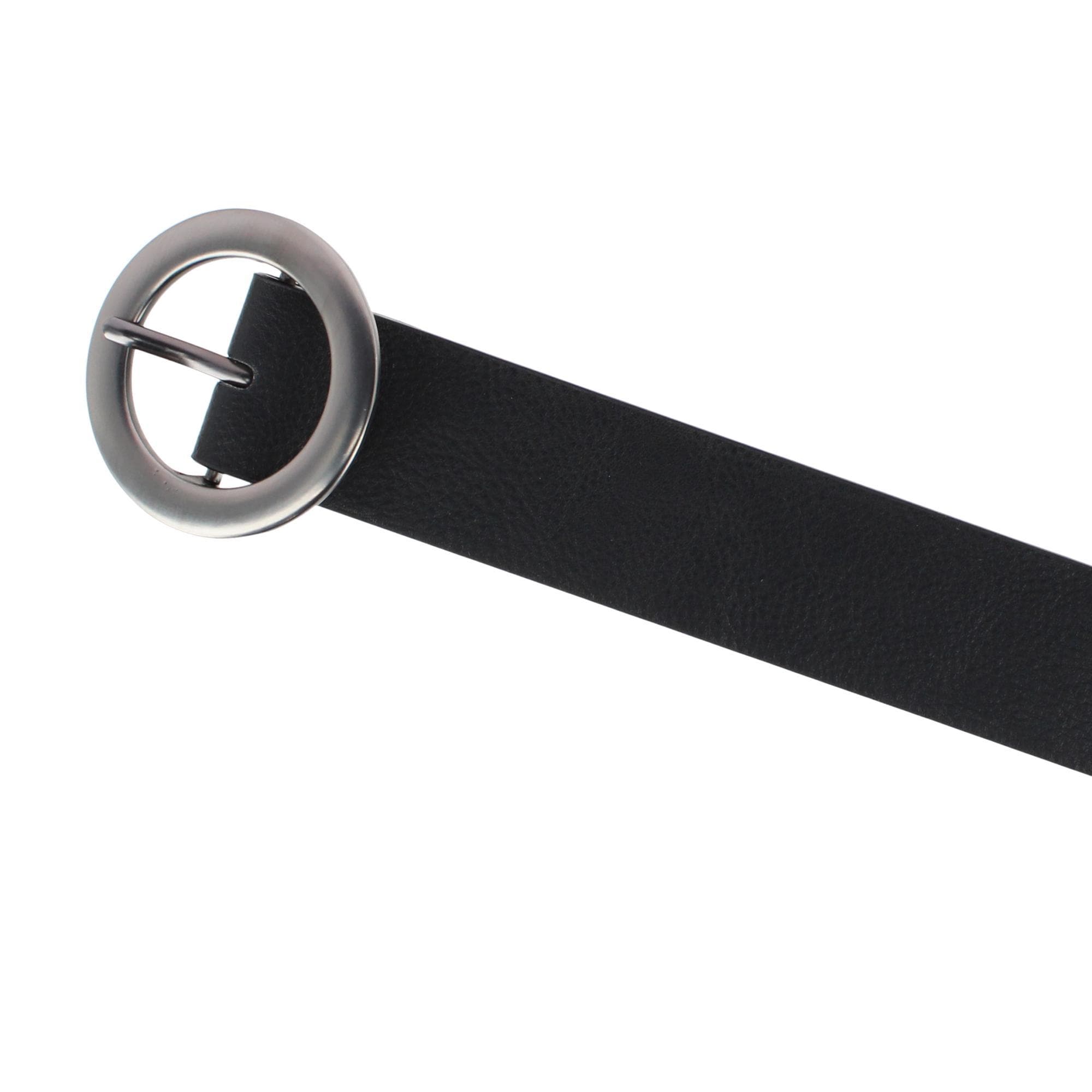 Lee Women's 35mm Round Prong Buckle Synthetic Leather Belt Black and Brown - Black