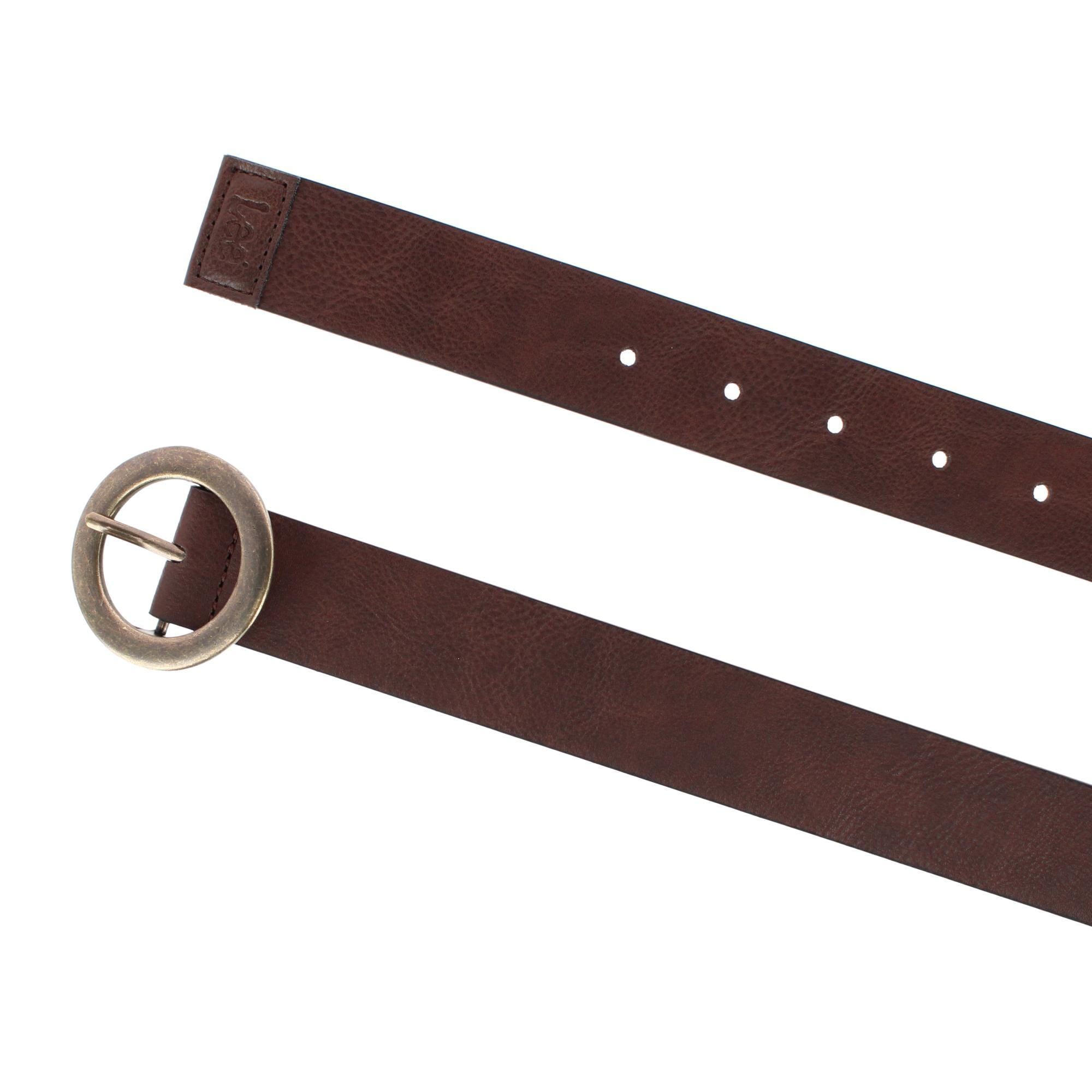 Lee Women's 35mm Round Prong Buckle Synthetic Leather Belt Black and Brown - Brown