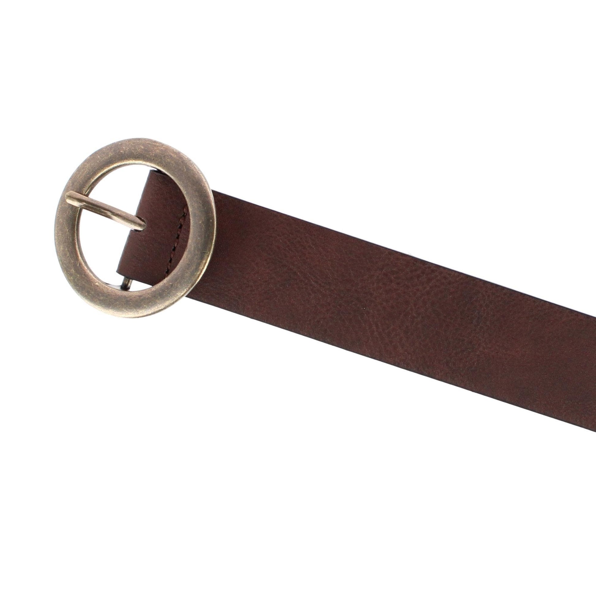 Lee Women's 35mm Round Prong Buckle Synthetic Leather Belt Black and Brown - Brown