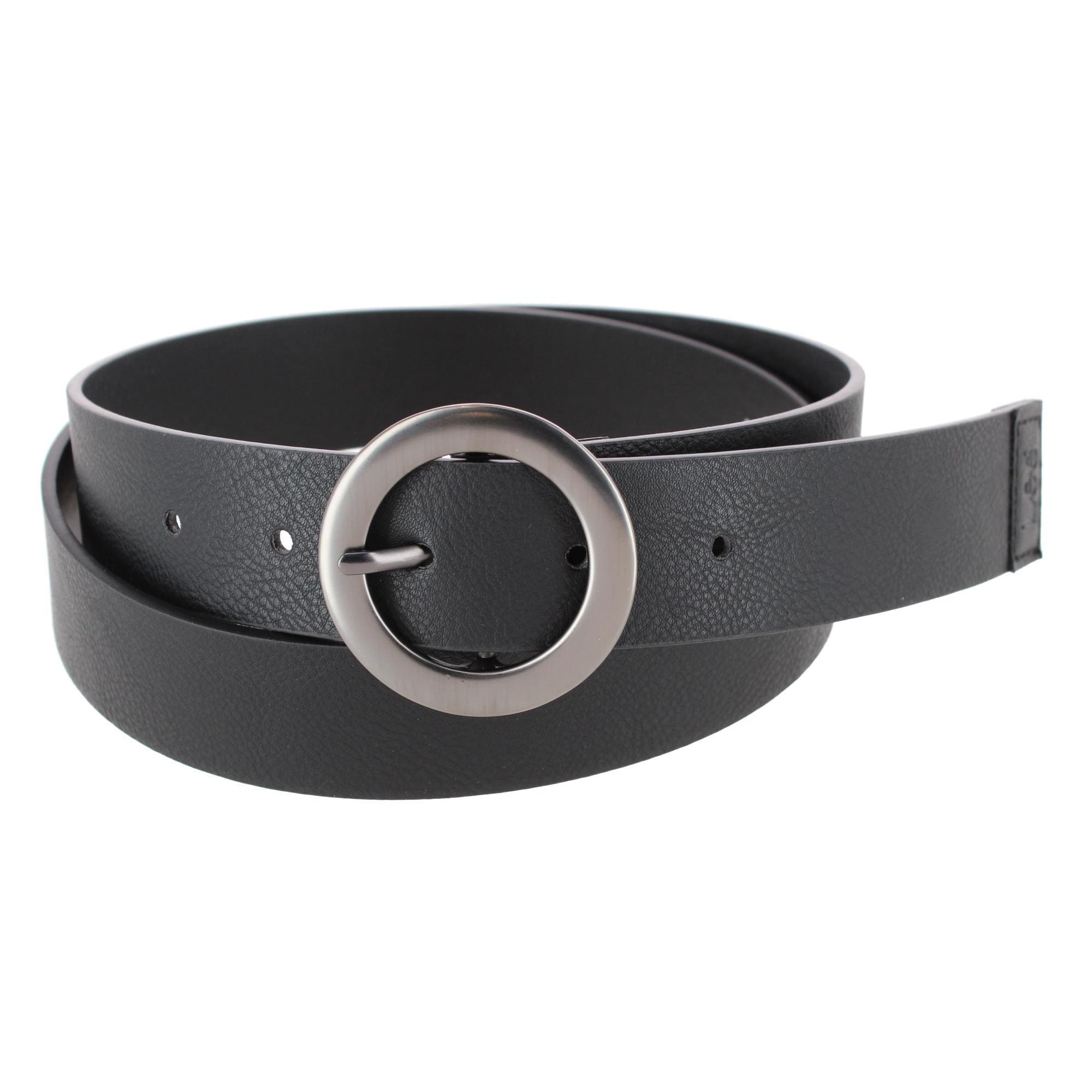 Lee Women's 35mm Round Prong Buckle Synthetic Leather Belt Black and Brown - Women's 35mm Round Prong Buckle Synthetic Leather Belt Black and Brown