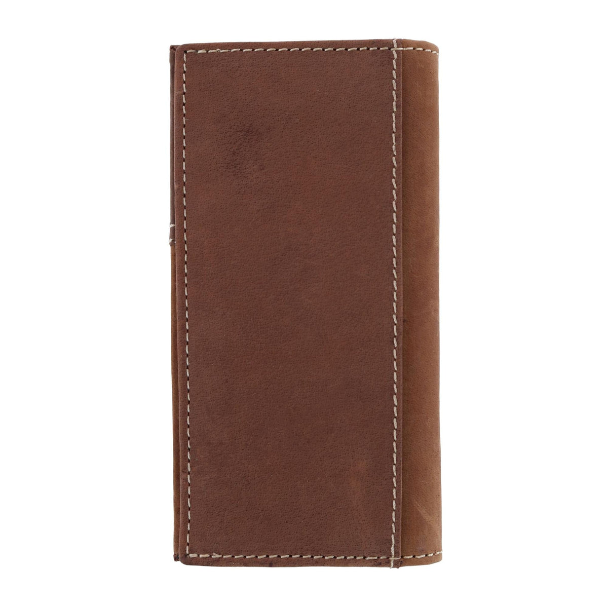 Wrangler Men's Leather Checkbook Cover Pocket Secretary Wallet - Cognac