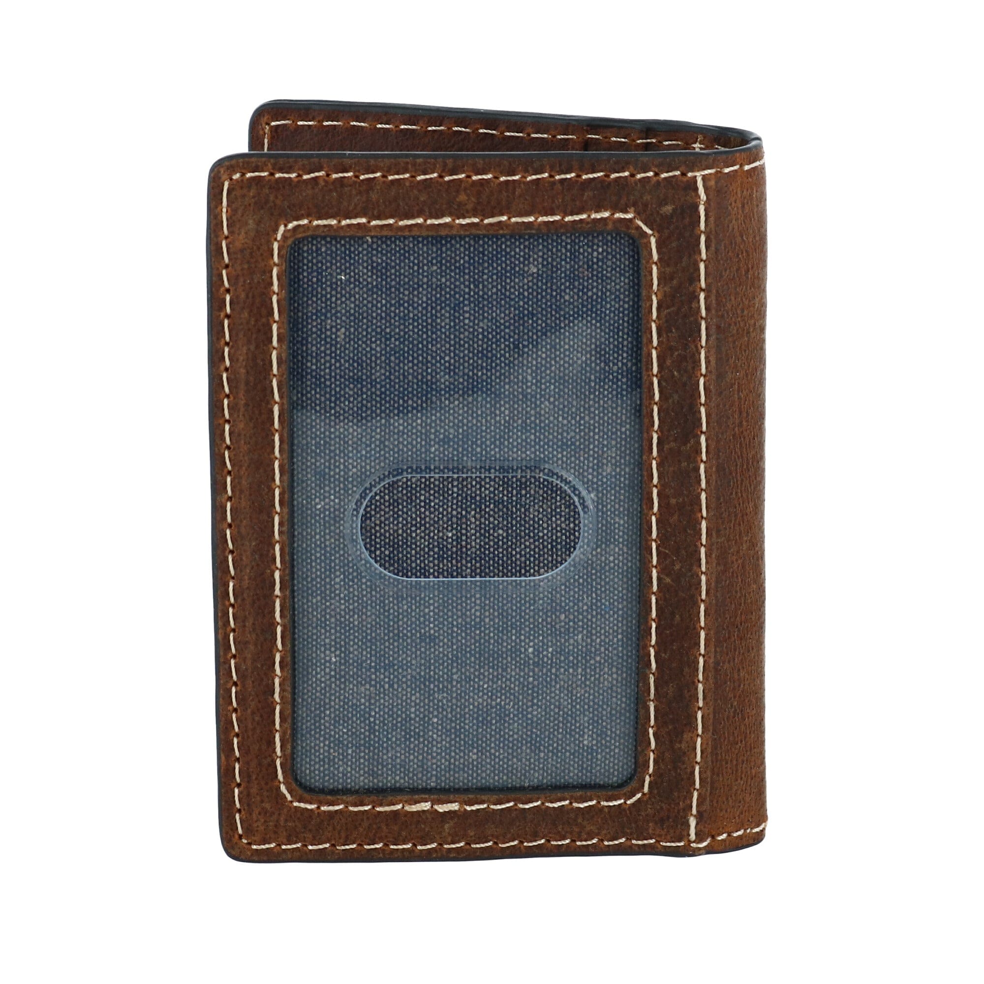 Wrangler Men's Leather Card Case Wallet with Money Clip - Cognac/Brown
