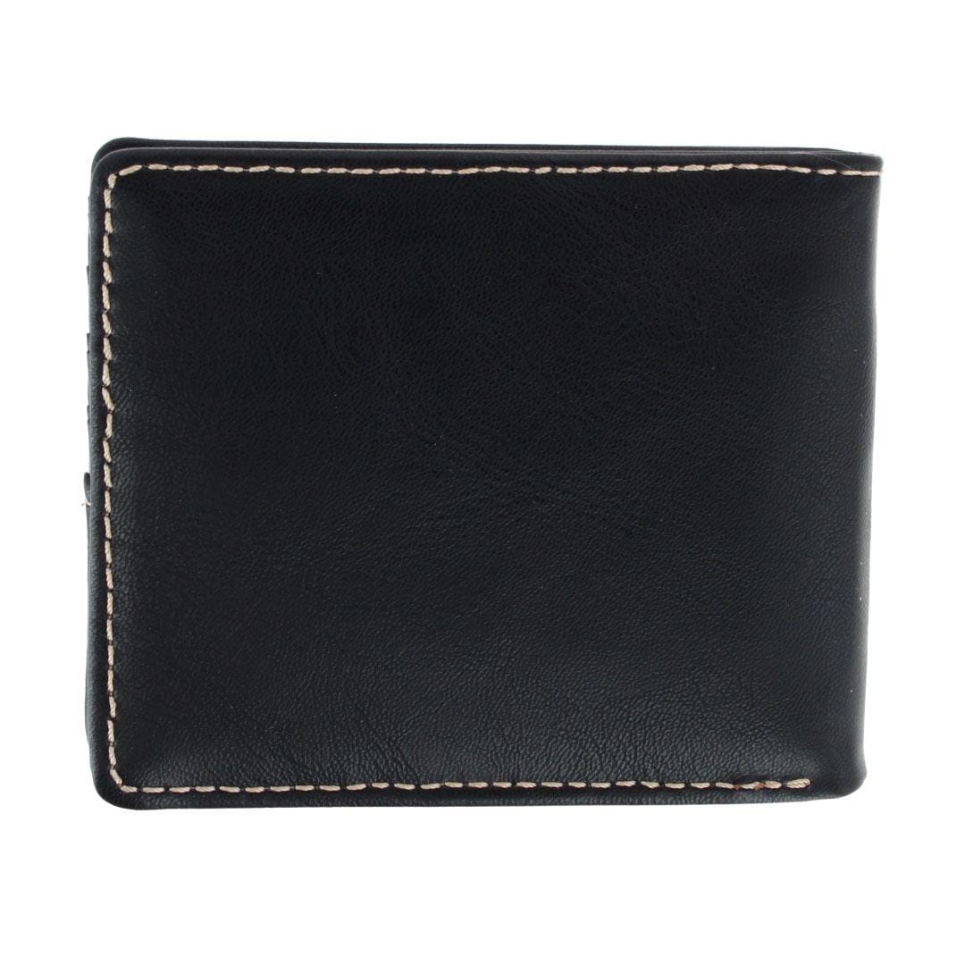 Wrangler Men's Bifold Wallet with Western Stitch Detail - Black