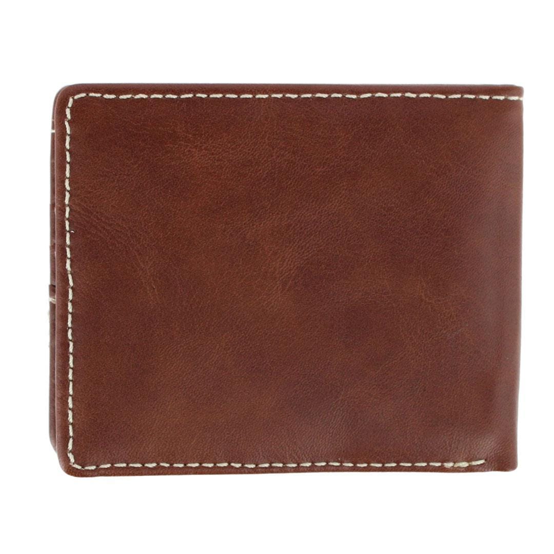 Wrangler Men's Bifold Wallet with Western Stitch Detail - Brown