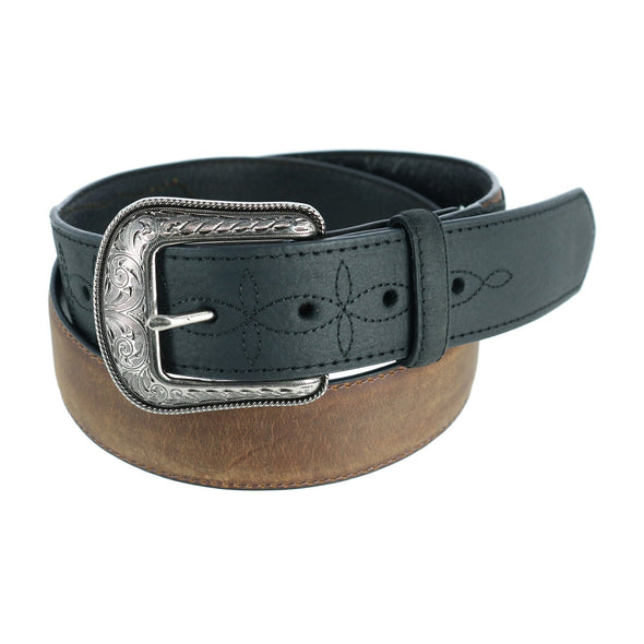 Men's Bison and CrazyHorse Leather Belt with Billets