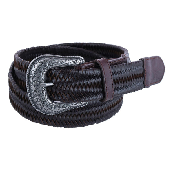 Men's Stretch Braided Belt with Western Buckle