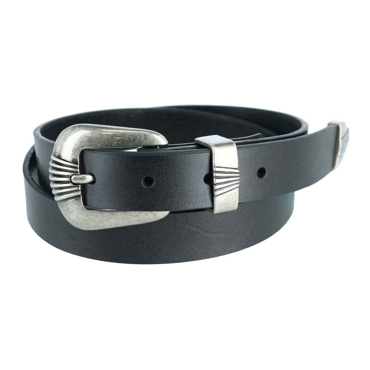 Wrangler Women's 3 Piece Belt with Veg Tanned Leather - Black