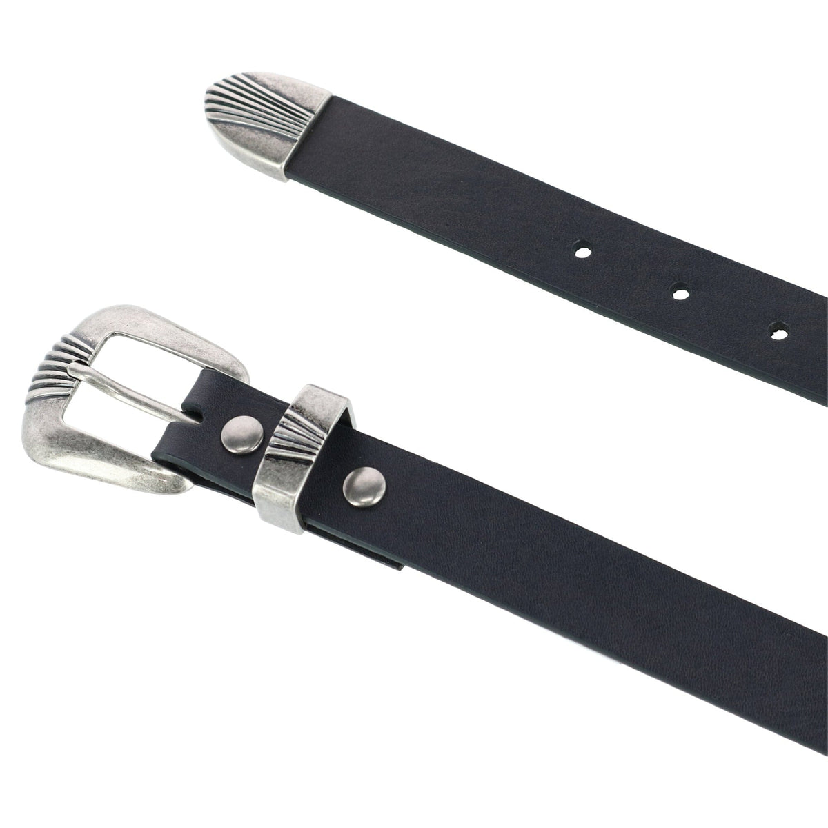 Wrangler Women's 3 Piece Belt with Veg Tanned Leather - Black