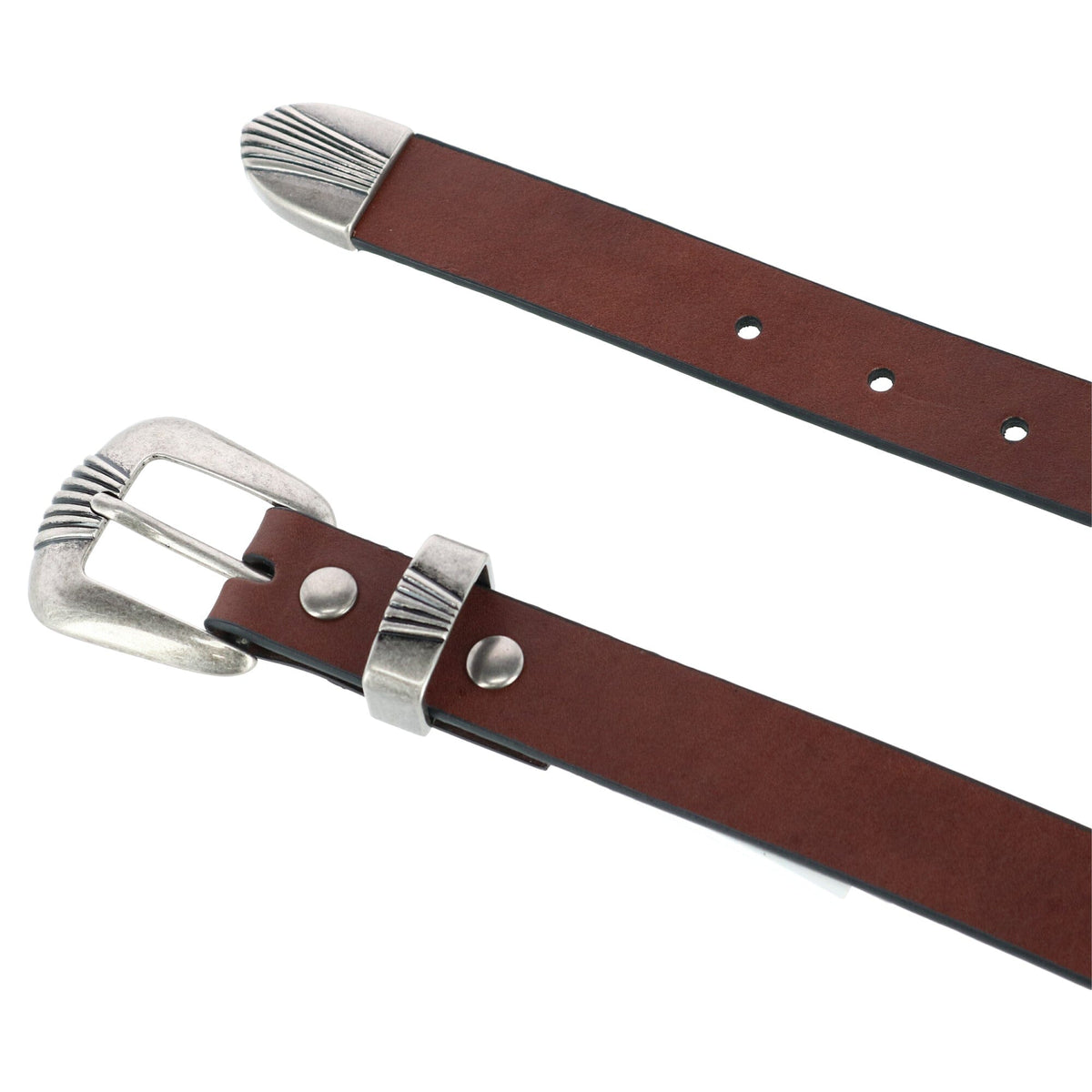 Wrangler Women's 3 Piece Belt with Veg Tanned Leather - Brown