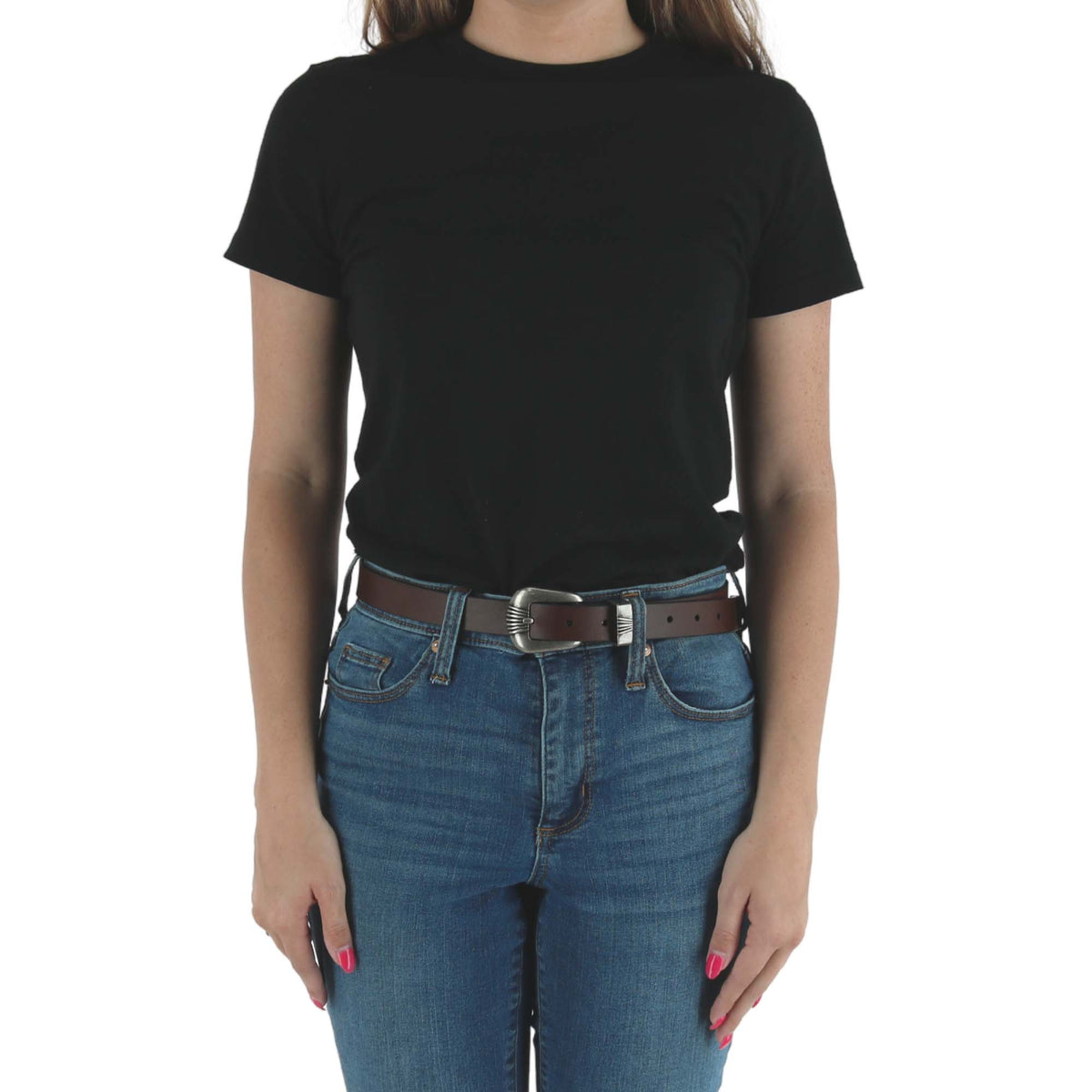 Wrangler Women's 3 Piece Belt with Veg Tanned Leather - Brown