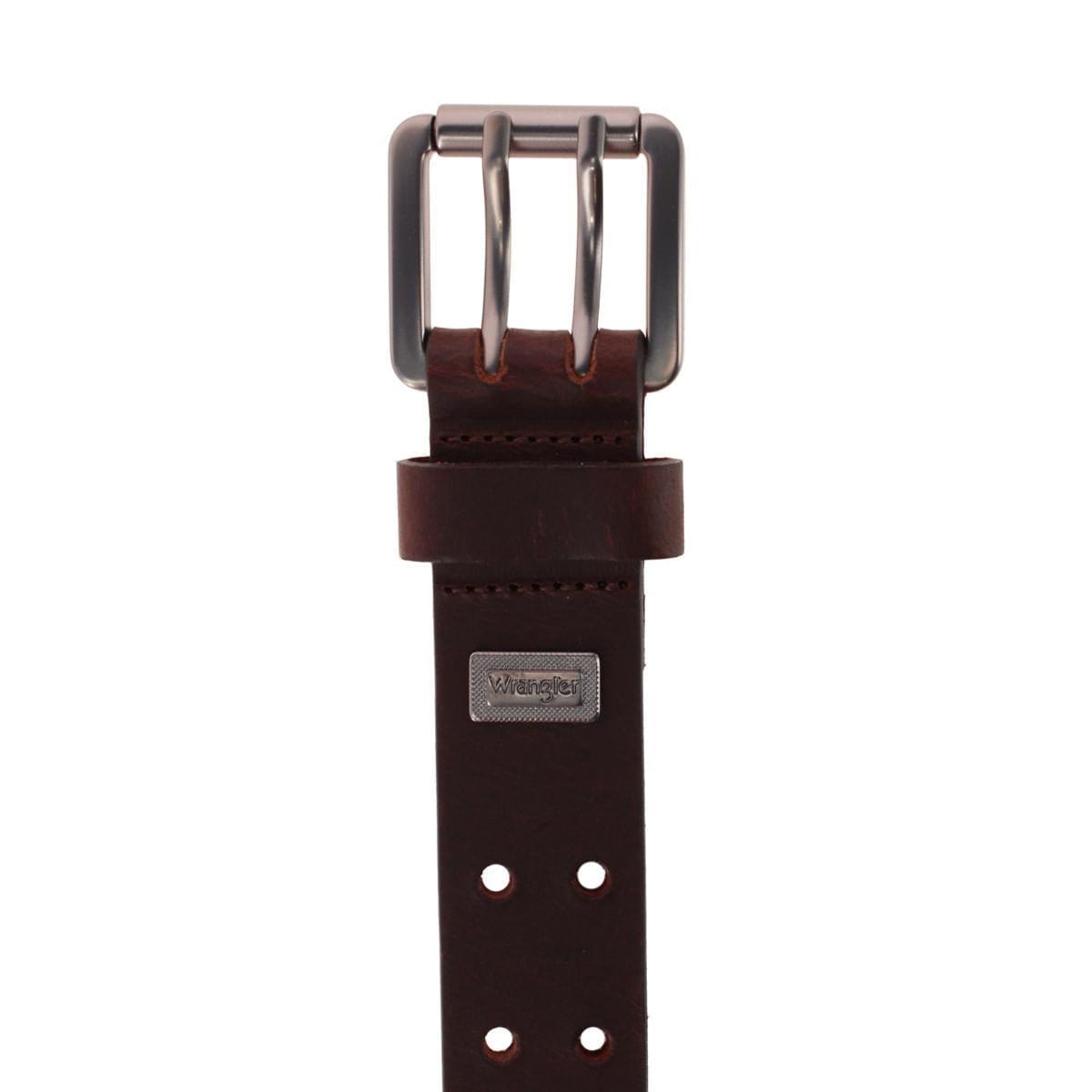Wrangler Boy's Milled Buffalo Leather Double Hole Roller Buckle Belt - Brown