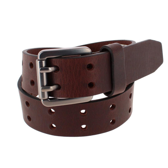 Boy's Milled Buffalo Leather Double Hole Roller Buckle Belt