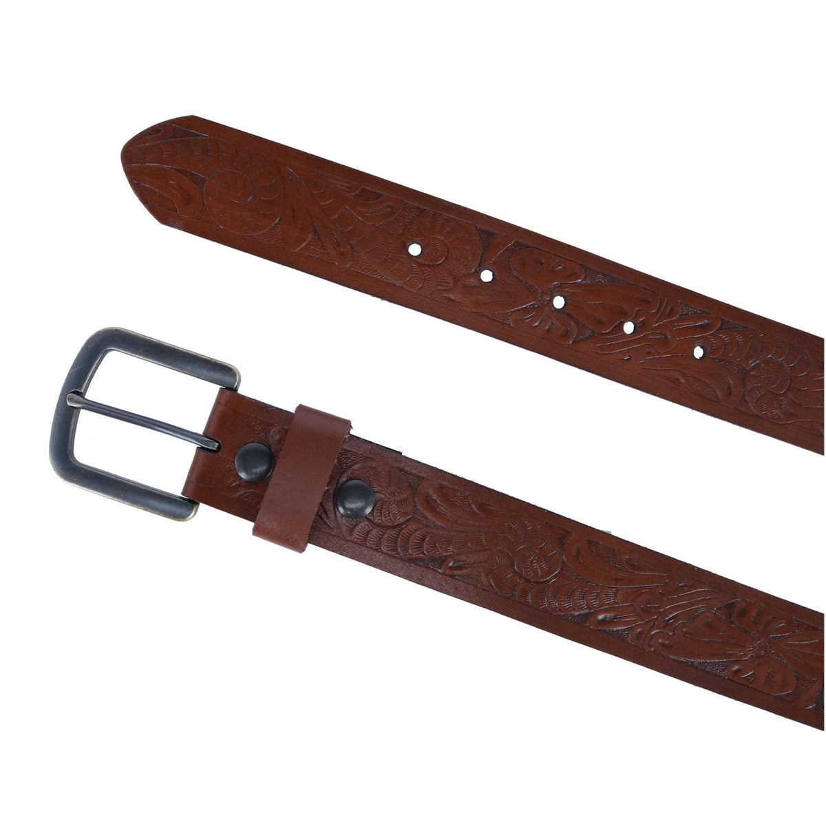 Wrangler Men's Morning Glory Tooled Western Belt - Cognac