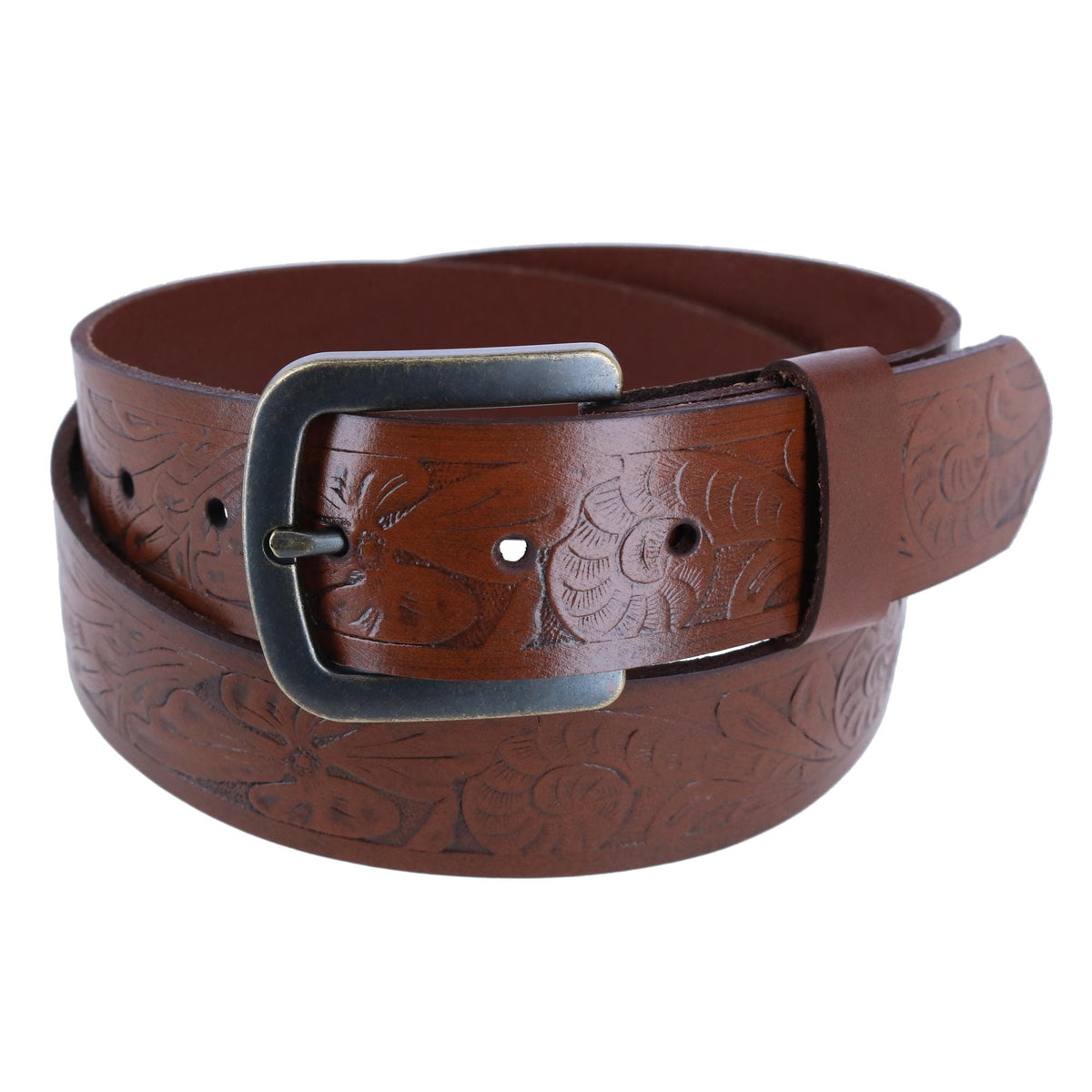 Wrangler Men's Morning Glory Tooled Western Belt - Men's Morning Glory Tooled Western Belt