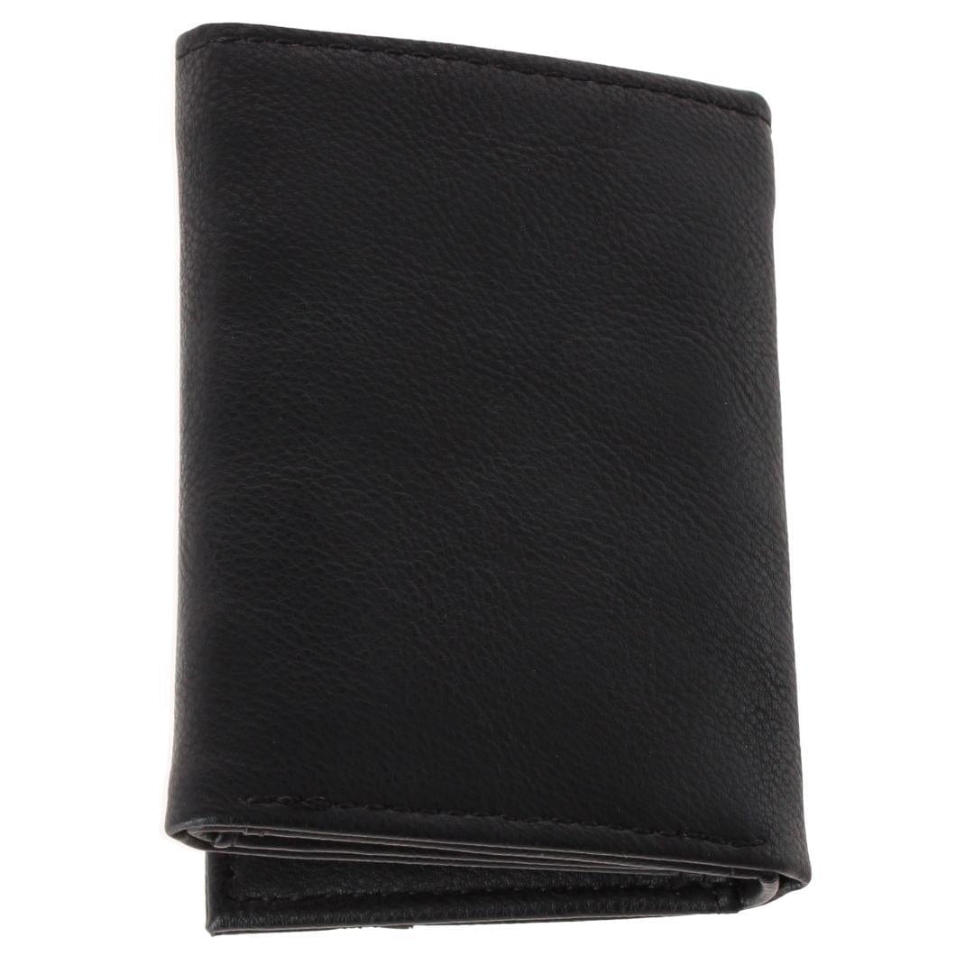 Lee Men's Pebble Grain Trifold Wallet with Logo - Black