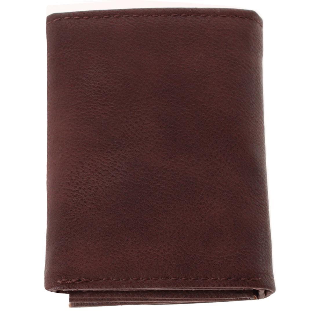 Lee Men's Pebble Grain Trifold Wallet with Logo - Brown