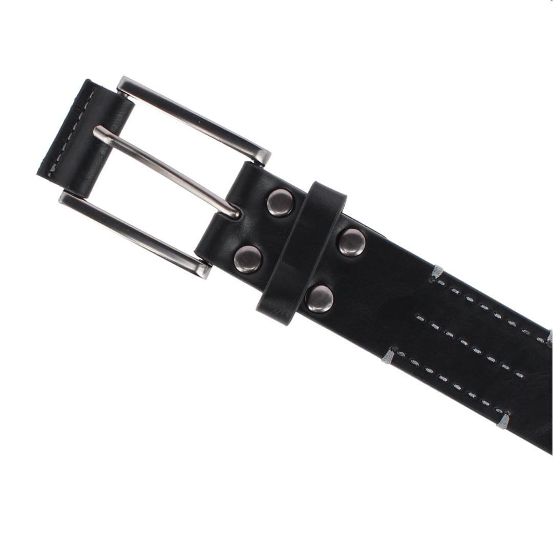London Fog Supply Men's 38mm Burnished Edge Belt with Hand Lace Detail - Black